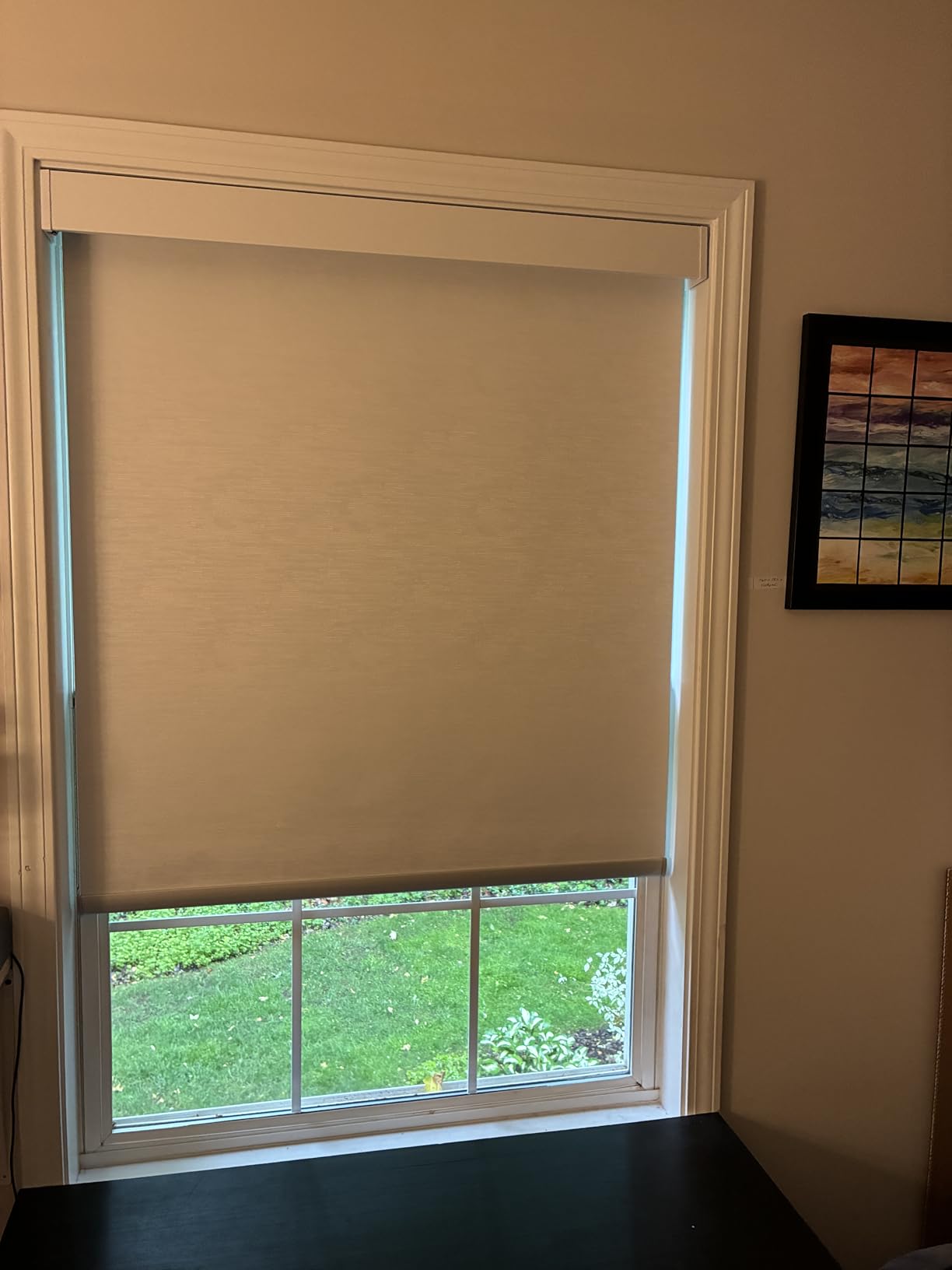 Aprilsmart Motorized Blinds with Remote, 100% Blackout Smart Blinds Compatible with Apple HomeKit Alexa Google Home- Voice and app Control, Motorized Roller Shades Custom Size (Linen White-02) customer photo 2
