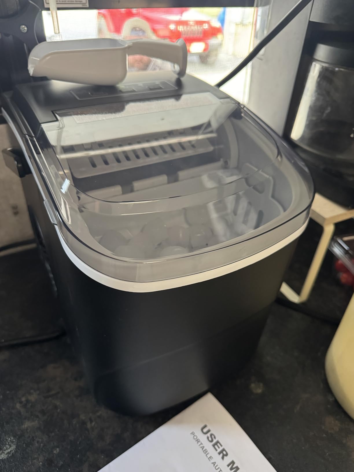 Electactic Ice Makers Countertop,26Lbs/24H,9 Cubes in 6 Mins,Portable Ice Maker Machine with Self-Cleaning,2 Sizes of Bullet Ice,Perfect for Home Kitchen(Black) customer photo 2
