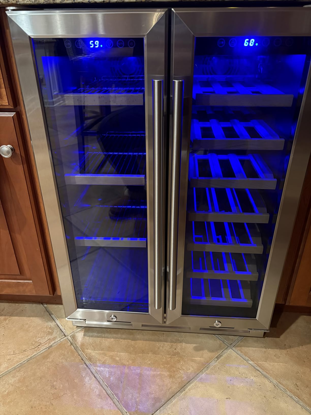 Icyglee 15 Inch Dual Zone Wine Fridge, 30 Bottles Under Counter Wine Cooler Refrigerator with Double-Layer Glass Door for Home Office Bar, Built-in Wine Refrigerator with Security Lock, 40-65F customer photo 1