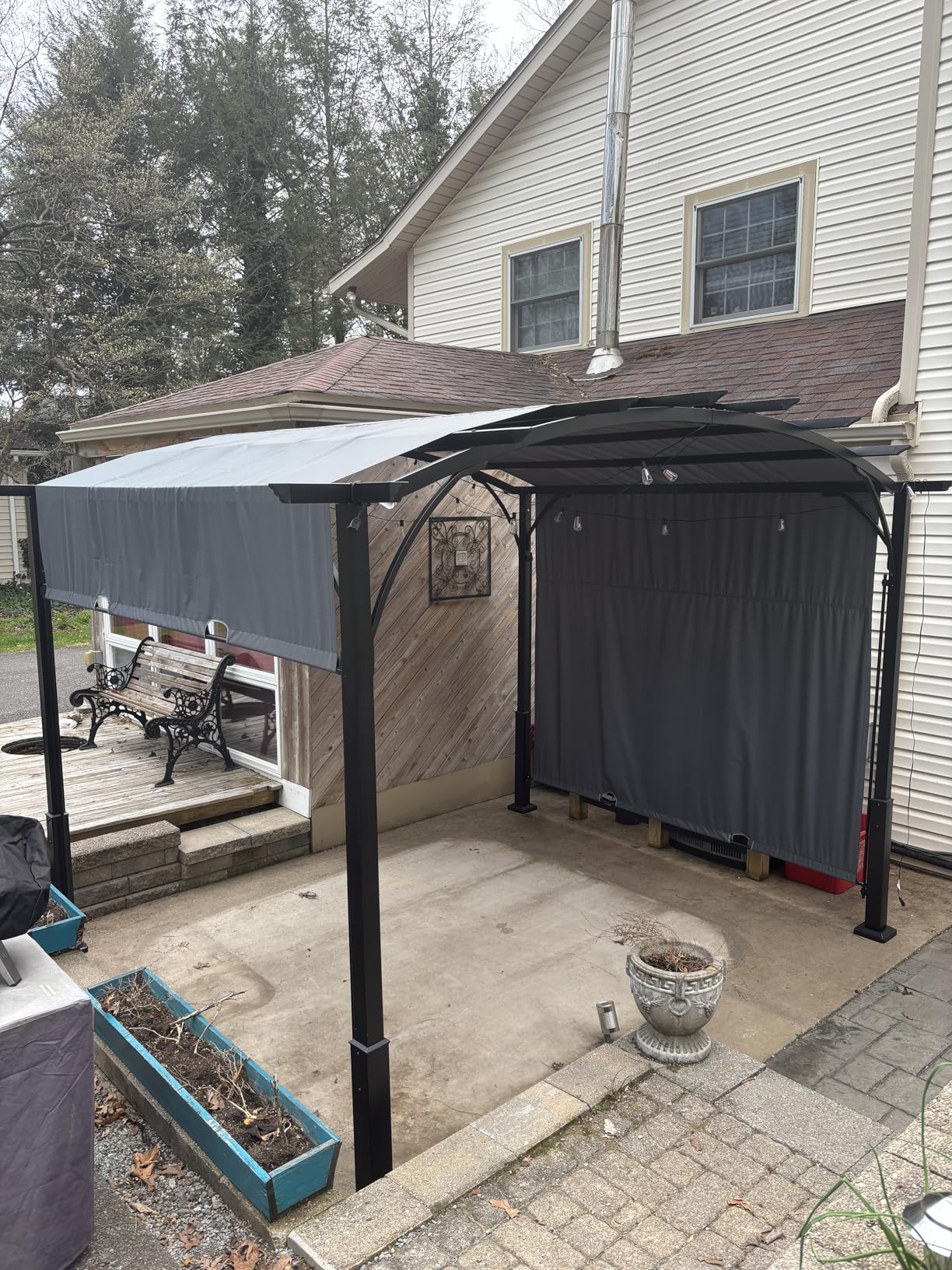 ABCCANOPY Outdoor Pergola 10'x12', Arched Patio Gazebo with Retractable Sun Shade, Dark Gray customer photo 2