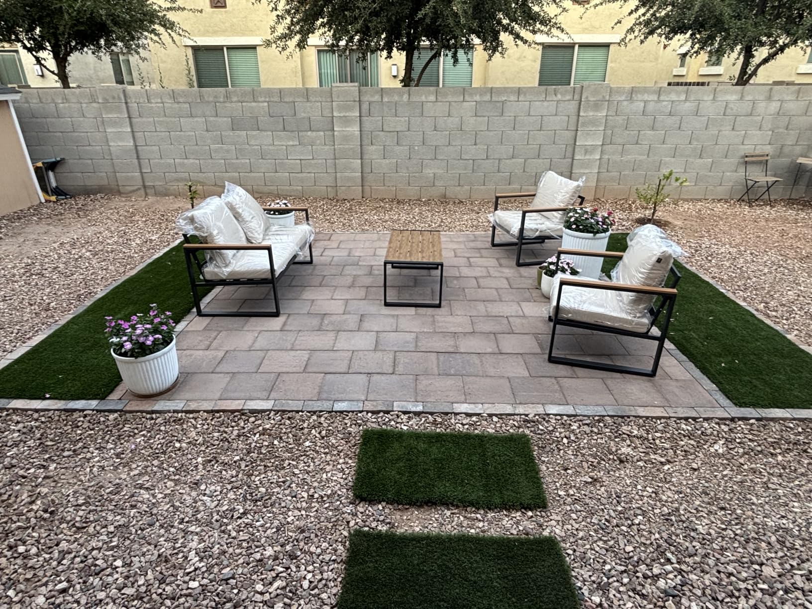 Patio Furniture Set, 4 Pieces Outdoor Patio Furniture with Coffee Table Set, Metal Patio Conversation Sets with Washable and High-Resiliency Sponge Cushions, Upgraded Grey customer photo 1