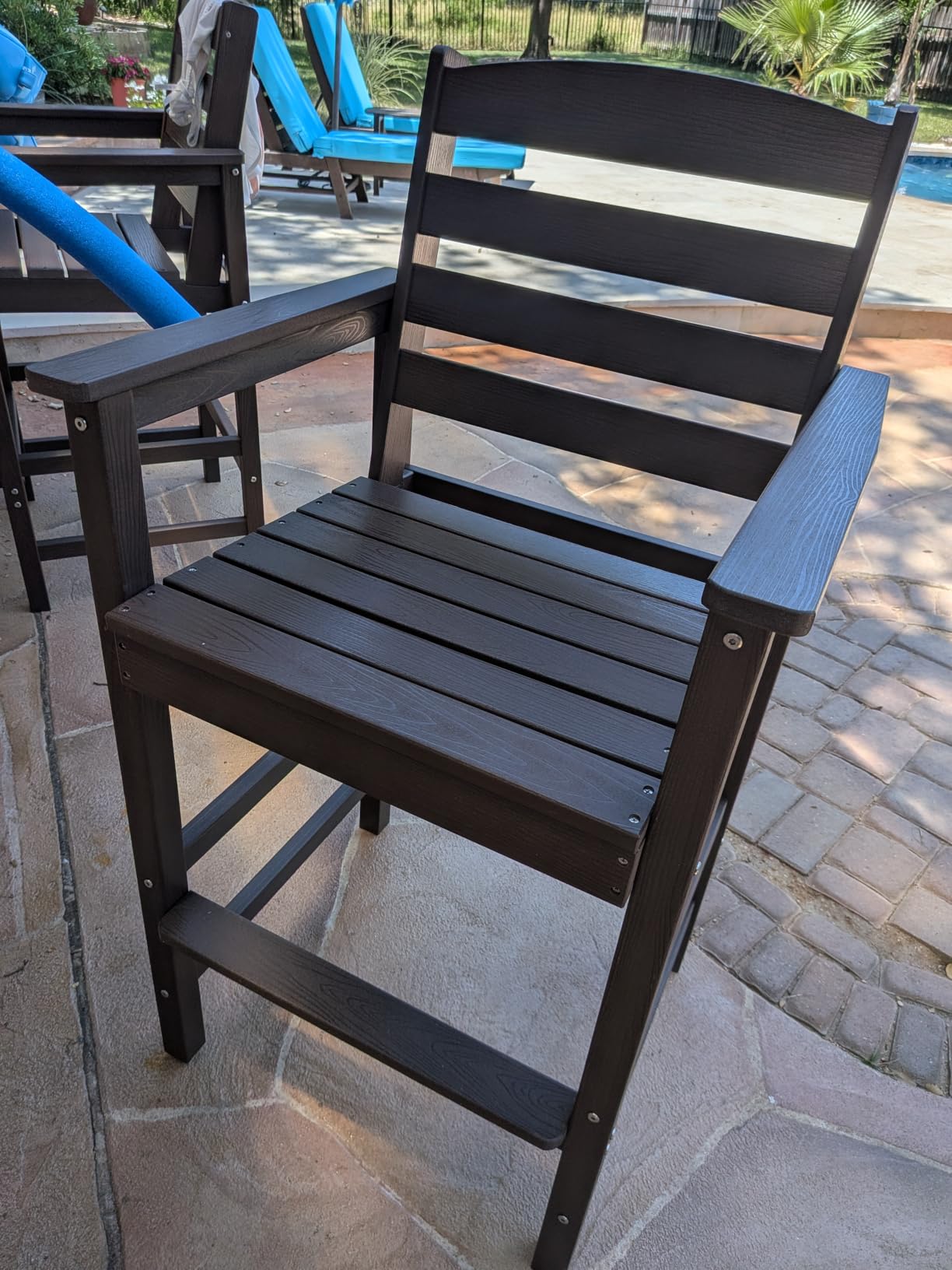 SERWALL Tall Adirondack Chairs Set of 2, Oversize Balcony Adirondack Chairs Set, Outdoor Bar Height Barstools Widened Chair Set for Bistro, Poolside, Garden, Blue customer photo 1