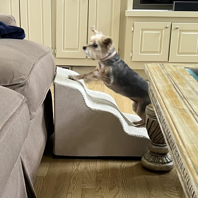 Aodisman Dog Stairs for Small Dogs, 3 Step Dog Ramp for Couch, Non-Slip Steps | Pet stairs help small dogs, old cats, and puppies reach couches and chairs easily, durable indoor dog steps, 15.4
