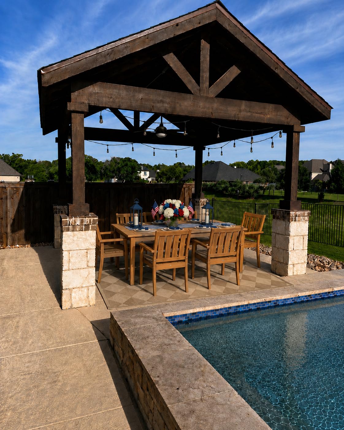 YEFU HIPS Patio Table Set: 7 Piece Outdoor Table and Chairs Dining Furniture Set with Umbrella Hole - Teak Modern Plastic Dining Sets 6 Person customer photo 2