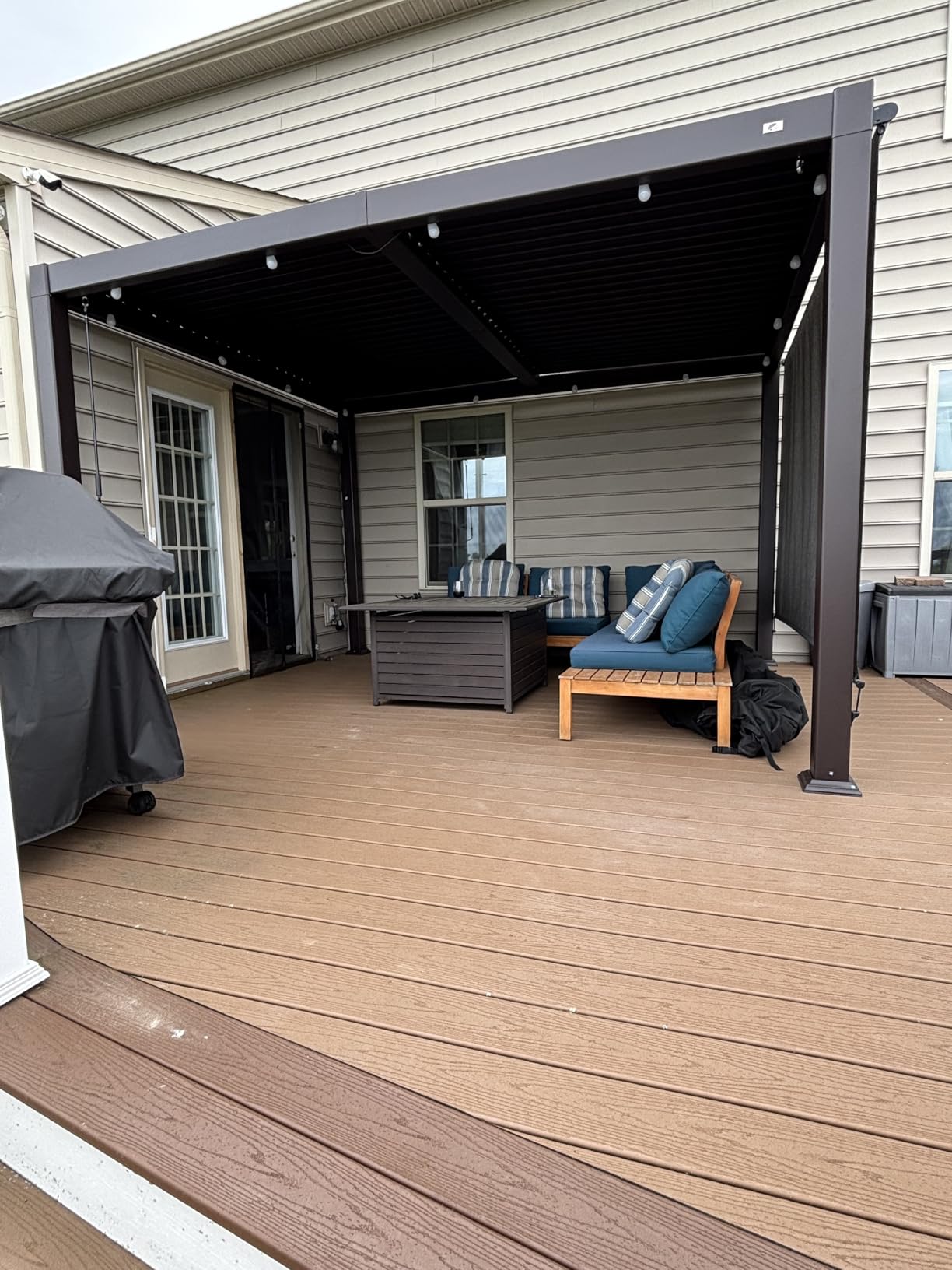 PURPLE LEAF 13' x 20' Louvered Pergola Outdoor Adjustable Louvre Shade Modern Patio Aluminum Pergola with Retractable Roof for Deck Backyard Garden Hardtop Gazebo, Bronze customer photo 1
