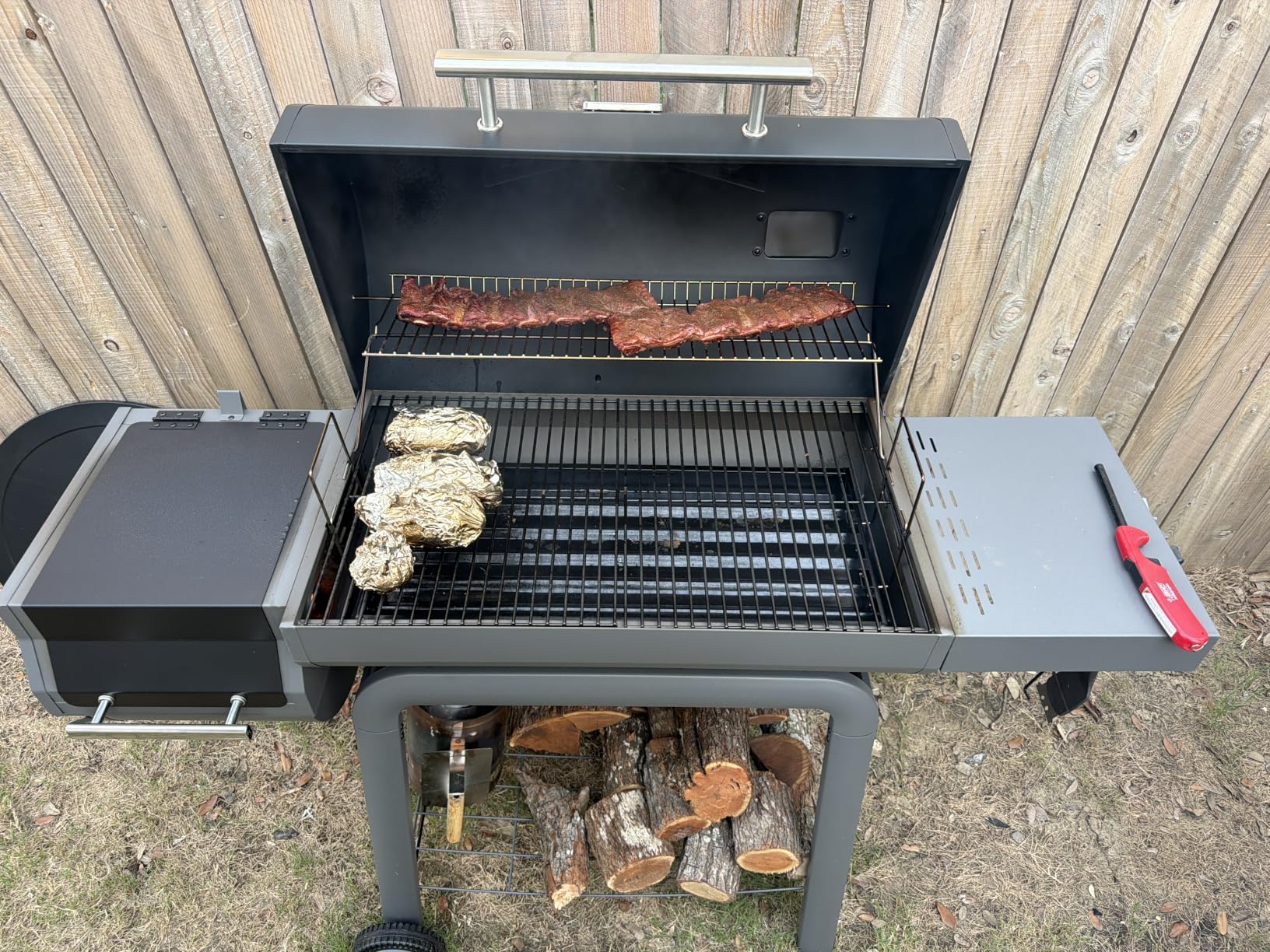 Feasto Heavy-Duty 30-Inch Charcoal Grill with Offset Smoker Grill, Side Table & 815 Sq. In Cooking Space, Outdoor BBQ Grill for Outdoor Barbecue in Backyard, Patio and Parties, Black customer photo 1