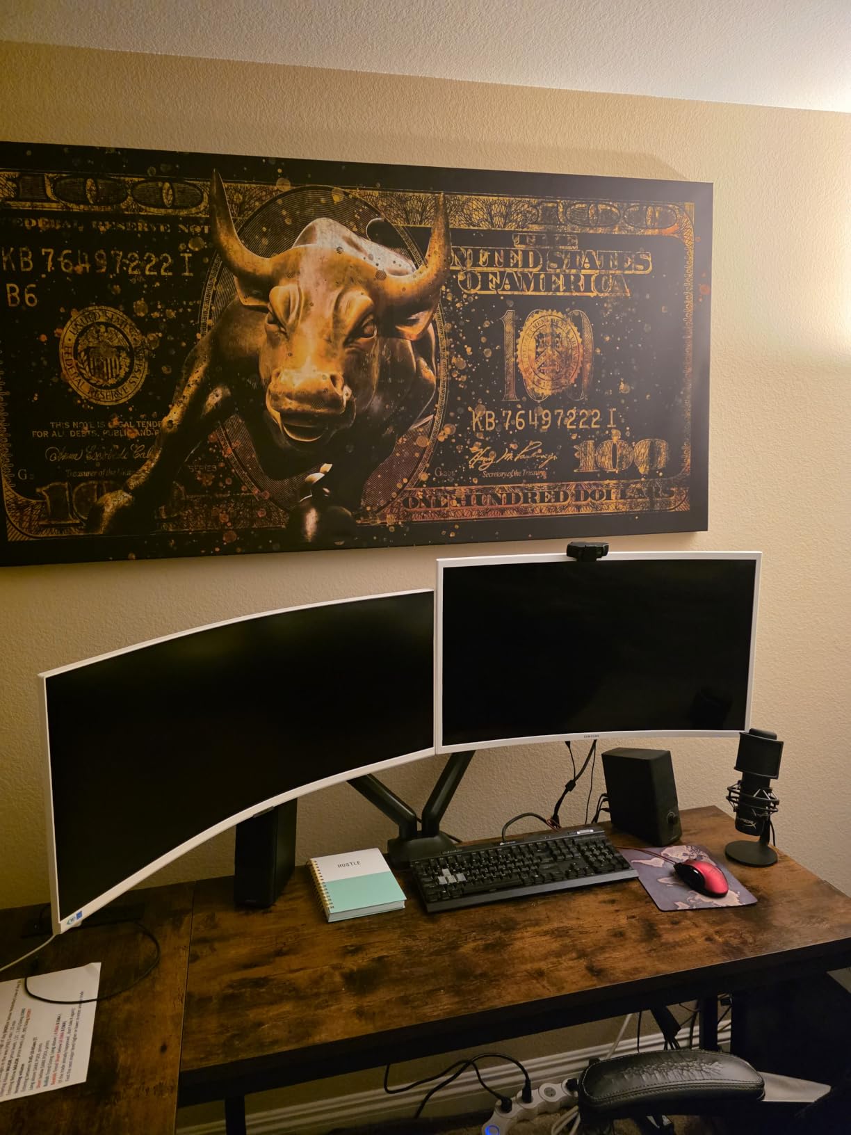 VIVO Heavy Duty Dual Ultra-Wide Monitor Tension Arm, Up to 45 inch Screens, Holds 44 lbs per Arm, Premium Desk Mount Monitor Stand for 2 Ultrawides, Black, STAND-V200V customer photo 1