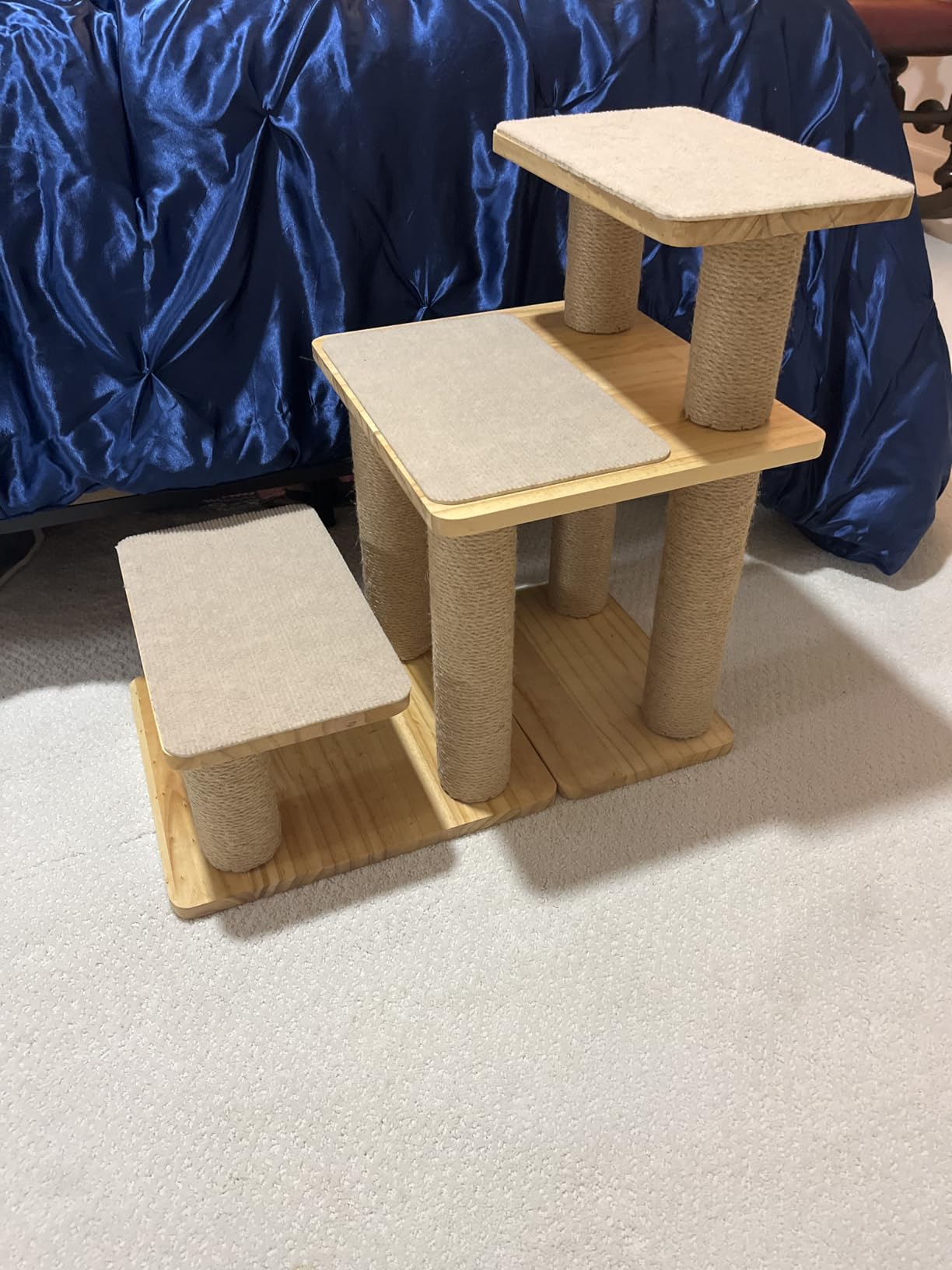 FUKUMARU Dog Stairs, Solid Wood Pet Stairs with Cat Scratching Post, Transformable Cat Ramp Can Hold Up to 200 lbs, 20 Inch Pet Steps for Dogs and Cats to Climb High Bed and Couch, Over 6 Combinations customer photo 1