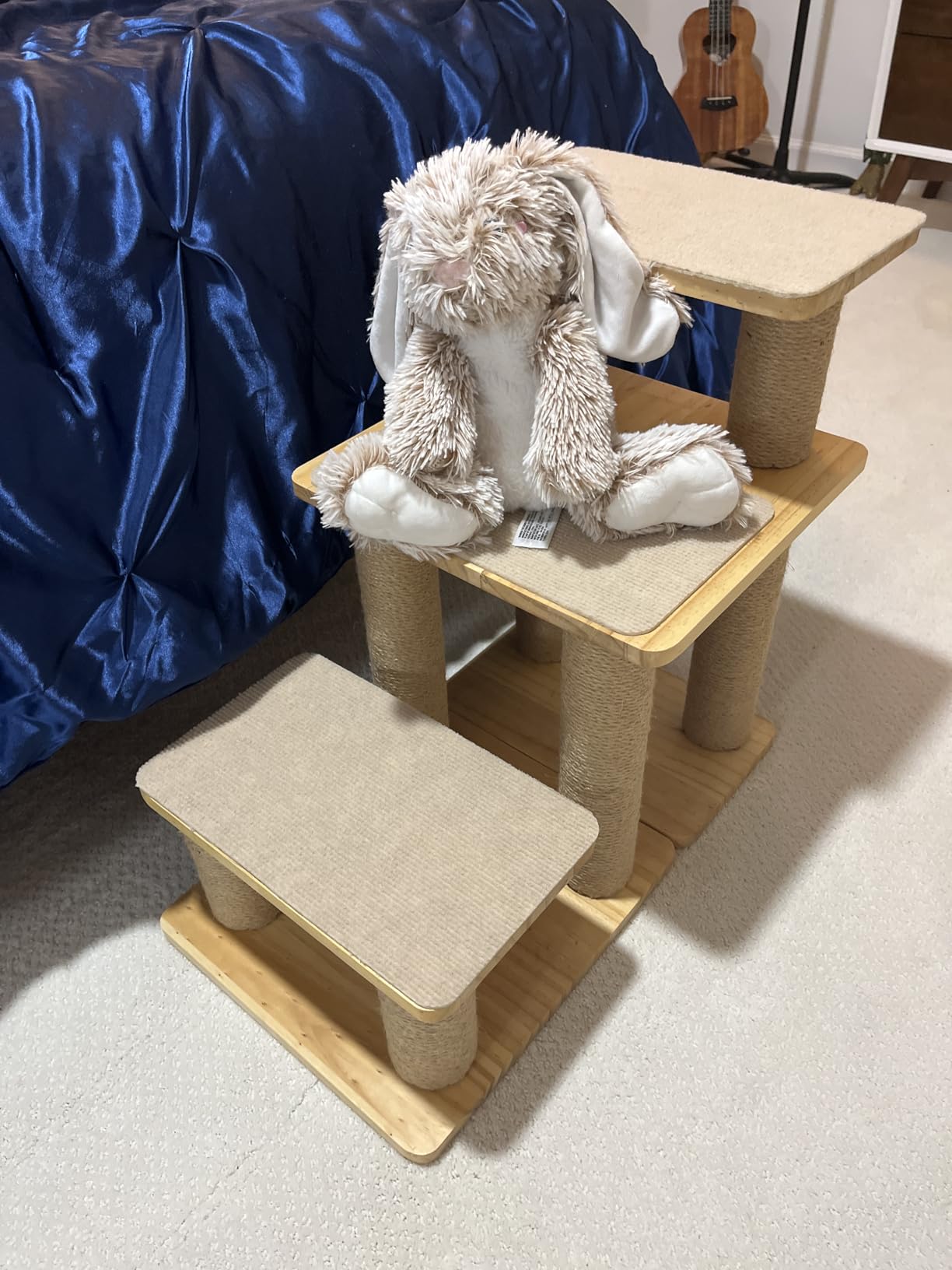 FUKUMARU Dog Stairs, Solid Wood Pet Stairs with Cat Scratching Post, Transformable Cat Ramp Can Hold Up to 200 lbs, 20 Inch Pet Steps for Dogs and Cats to Climb High Bed and Couch, Over 6 Combinations customer photo 2