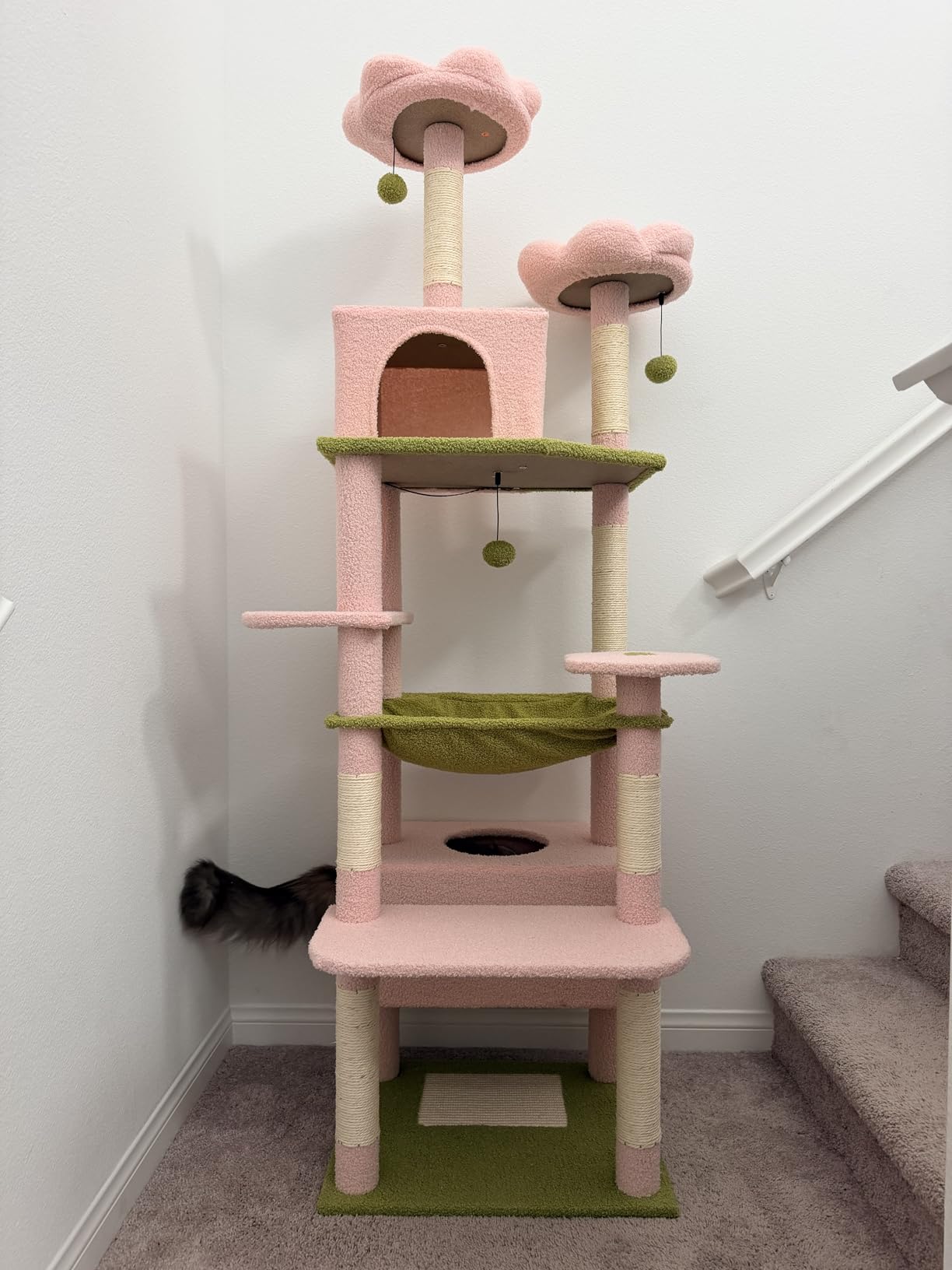 PAWZ Road Heavy Duty Cat Tree for Large Cats, 81 Inches Tall Cat Tower with 2 Perches, 2 Condos and Spacious Hammock, XL Extra Large Condo with 7 Scratching Posts for 20lb+ Adult Cats, Dark Gray customer photo 1