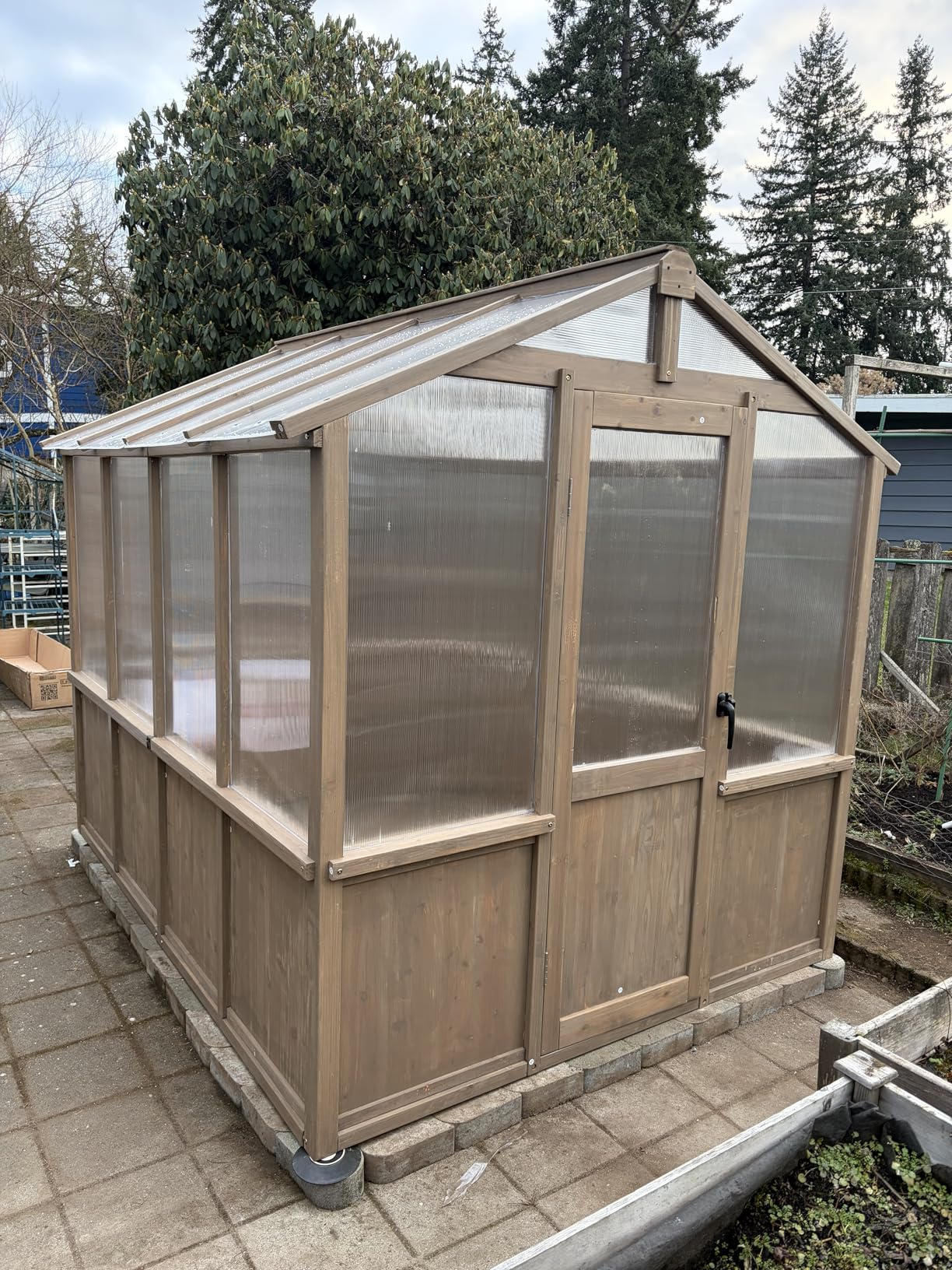 Aoxun 6x8 FT Wooden Greenhouse for Outdoors, Wood Gazebo Walk-in Green House Kit with Adjustable Roof Vent and Lockable Door, Heavy Duty Cedar Greenhouse for Outside, Backyard Garden, Natural customer photo 2