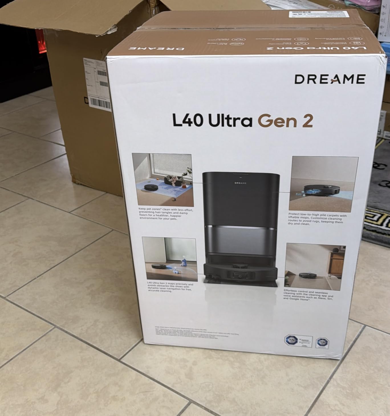 DREAME L40 Ultra Gen 2 Robot Vacuum and Mop with 25,000Pa Suction, Extendable Side Brush and Mop, All-in-One Self-Emptying & Cleaning Dock, Voice & App Control, Black customer photo 2