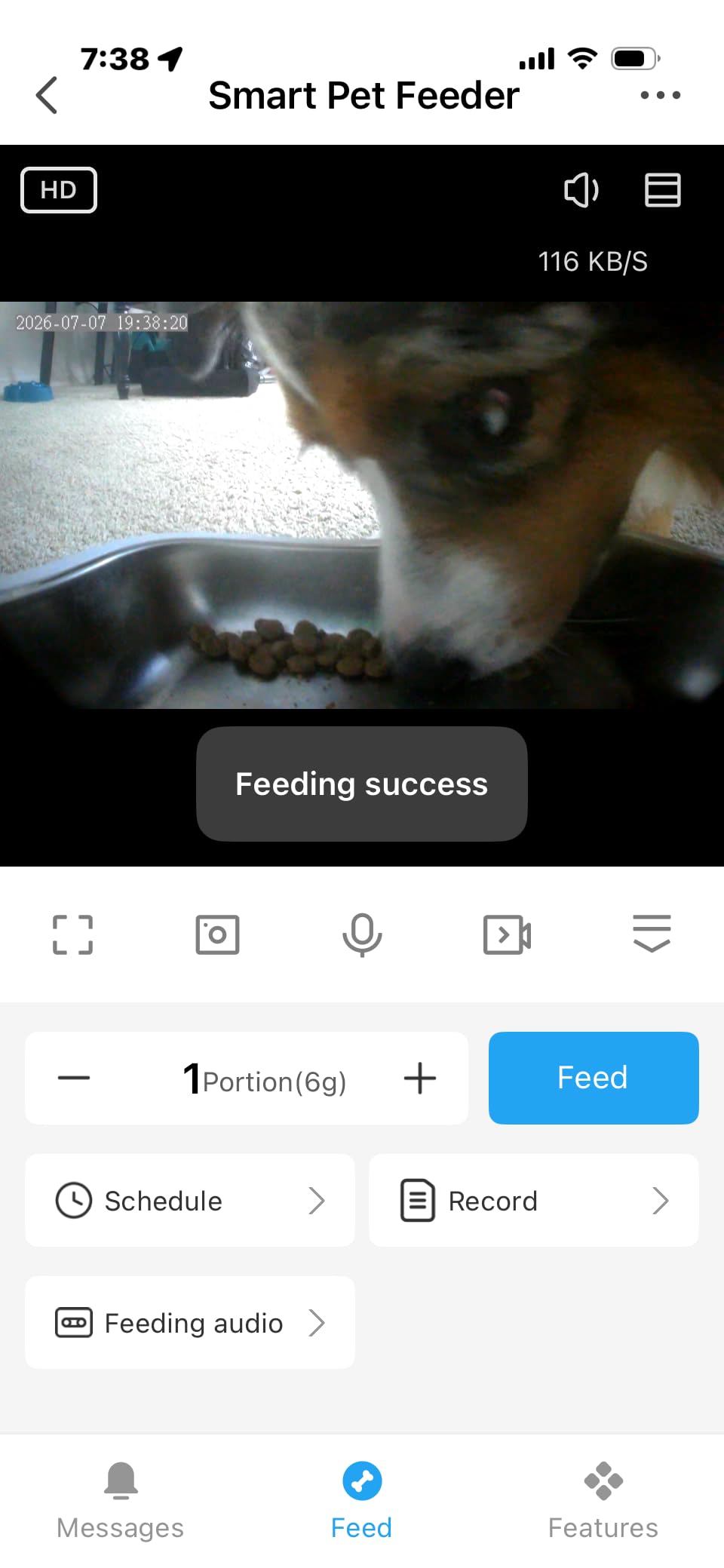 Automatic Cat Feeder with Camera - 5G WiFi Cat Food Dispenser with Night Vision, 7L Dog Feeder Automatic, 1-15 Meals, 1-99 Portions, 2-Way Audio, Jam Free, 10s Voice Recording, Timed Auto Pet Feeder customer photo 2