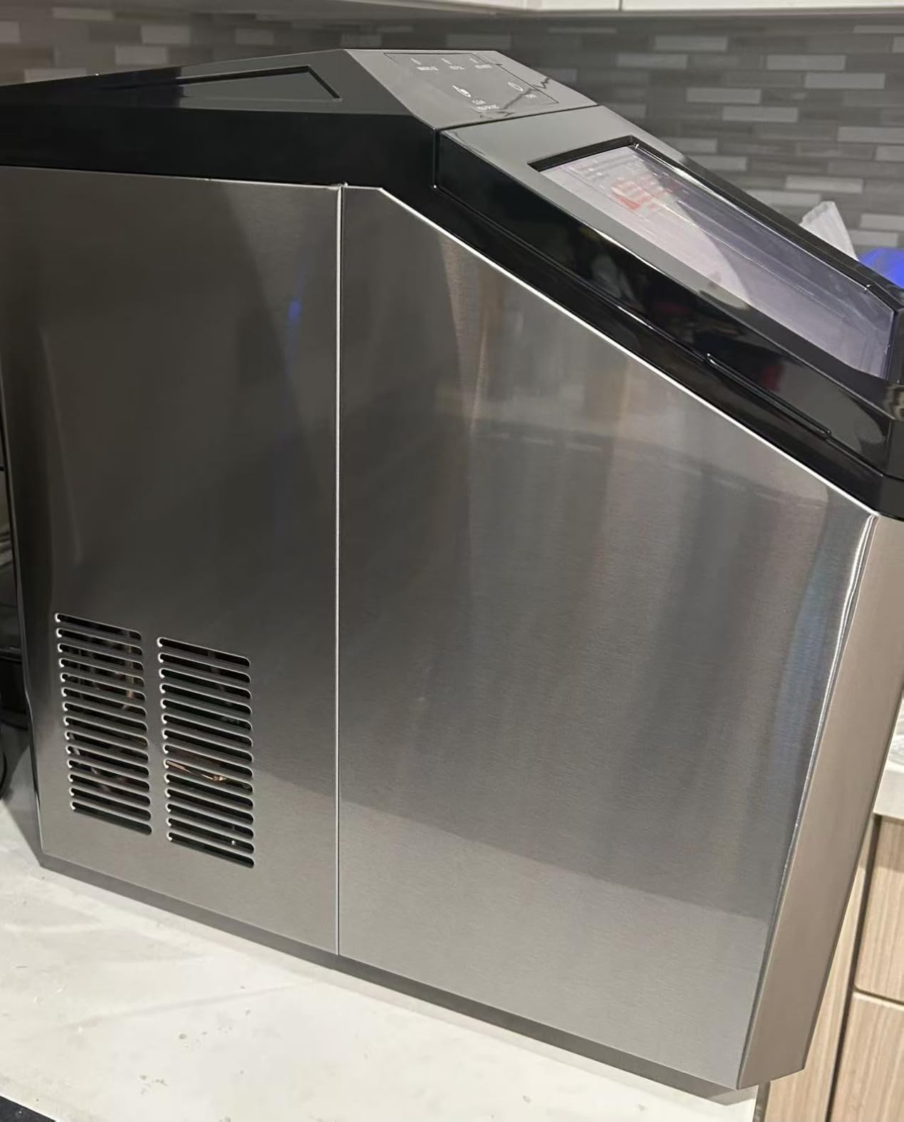 Aeitto Nugget Ice Maker Countertop, 55lbs/Day, Large Capacity Chewable Ice Maker, Rapid Ice Release in 5 Mins, Self-Cleaning with Stainless Steel Housing Ice Machine for Home Office and Party, Silver customer photo 2