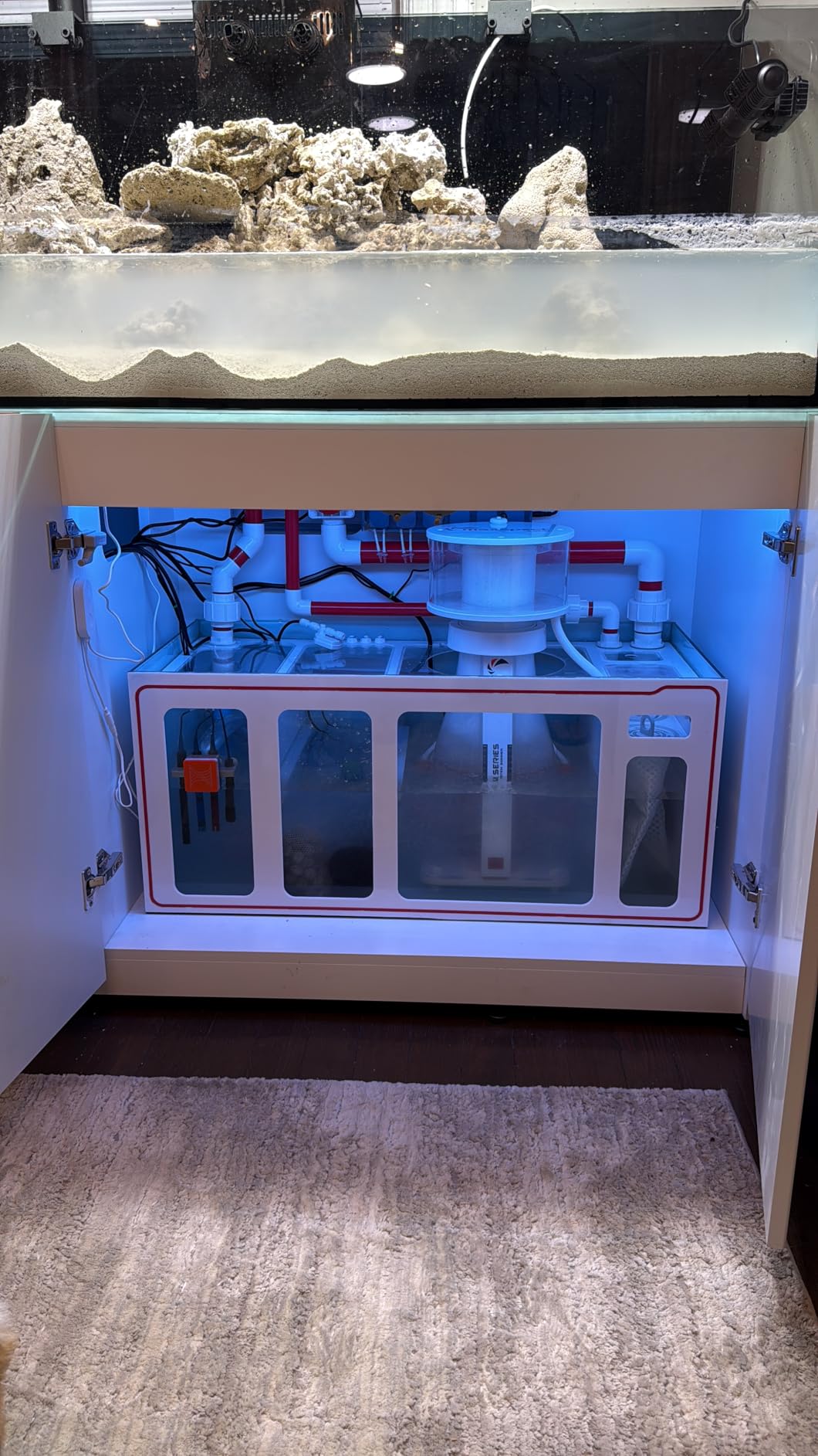 Aqua Dream 50 Gallon Rimless Glass Aquarium Reef System - Ultra Clear Marine Tank with Aluminum Cabinet, Integrated Sump & Plumbing, White customer photo 1