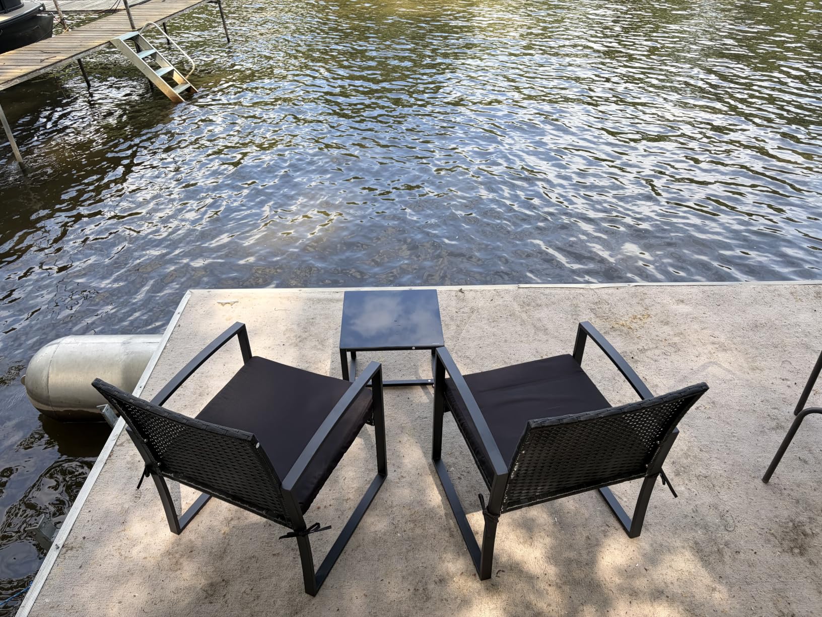 Murago Outdoor 3-Piece Wicker Bistro Set, Rattan Patio Conversation Set with Coffee Table, for Backyard Garden Poolside, Black Frame & Black Cushion customer photo 1