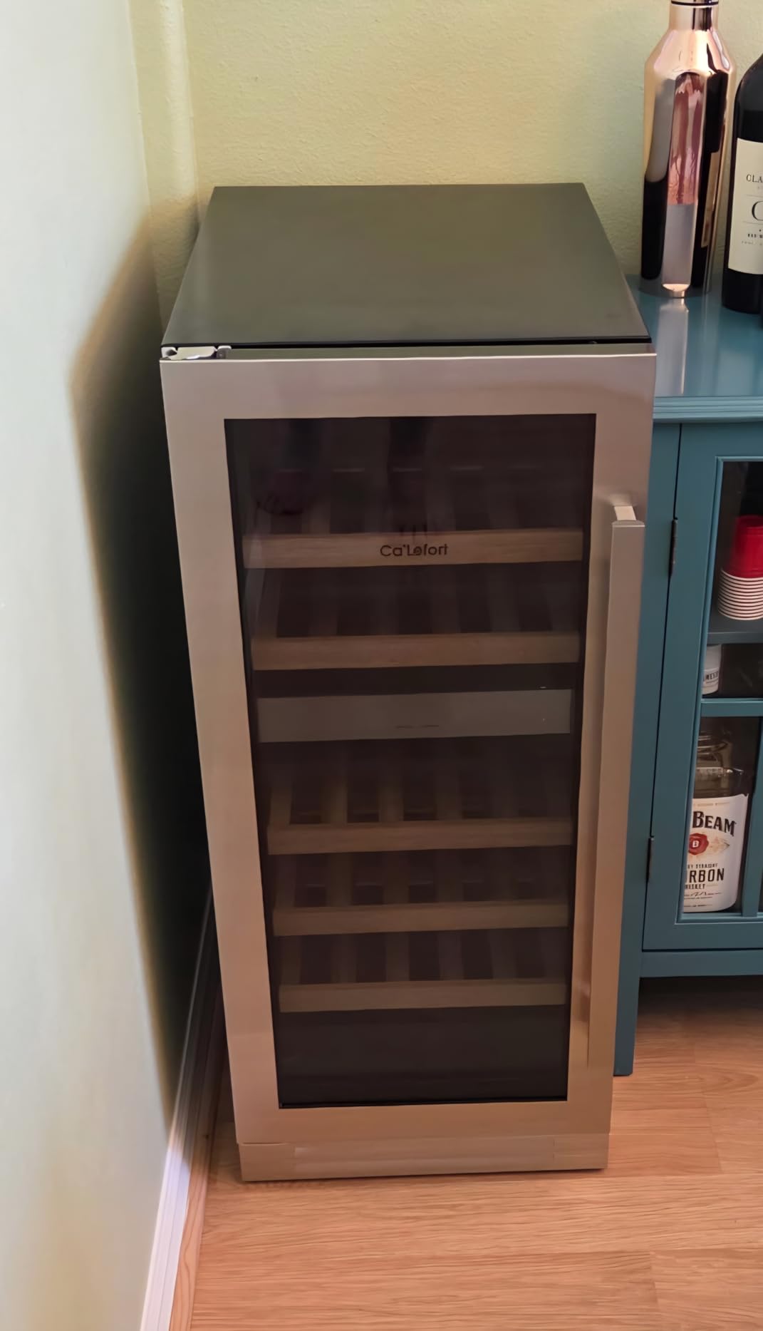 Ca'Lefort 24-Inch Wine Fridge, 52-Bottle Dual Zone Wine Cooler, 40-64F Digital Temp Control, 3-color LED Adjustable Shelf, Under Counter, Built-in or Freestanding for Home Bar Kitchen customer photo 1