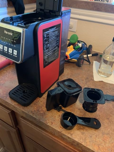 Horavie Single Serve Coffee Maker with Built-in Grinder, Fast Brew 6-16oz Single Cup for Whole Beans, Grounds, K Pod, Grind and Brew Coffee Maker with 47oz Water Tank, Descaling Alert, Black customer photo 1