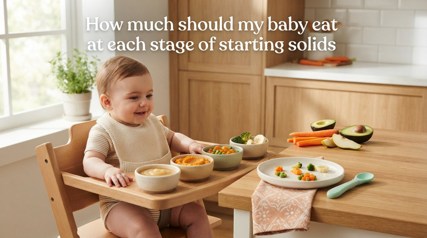How much should my baby eat at each stage of starting solids