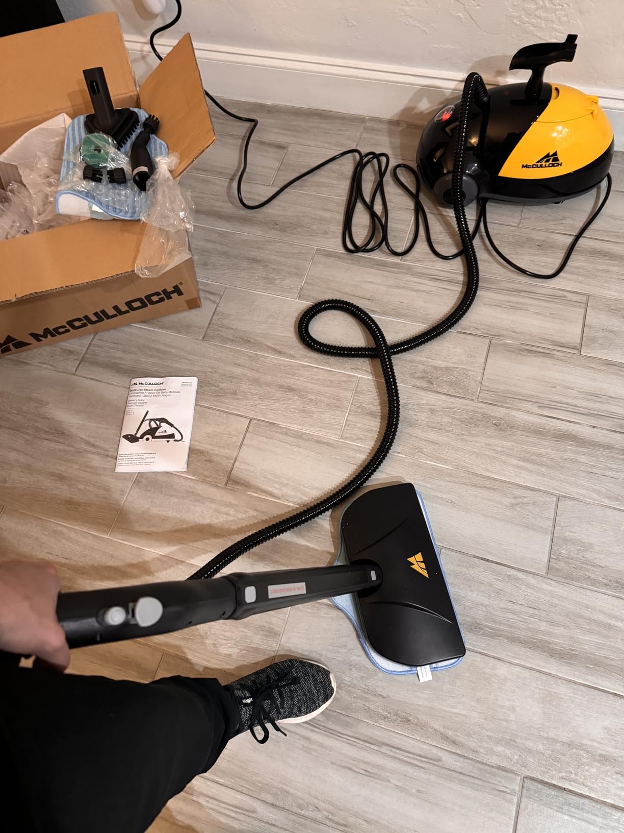 McCulloch MC1275 Heavy-Duty Steam Cleaner, 45 Min Runtime, 18 Accessories | Mop Head, Brushes, & More - Built for Home, Tile, Grout, Carpet, Furniture, & Personal Car Detailing customer photo 2