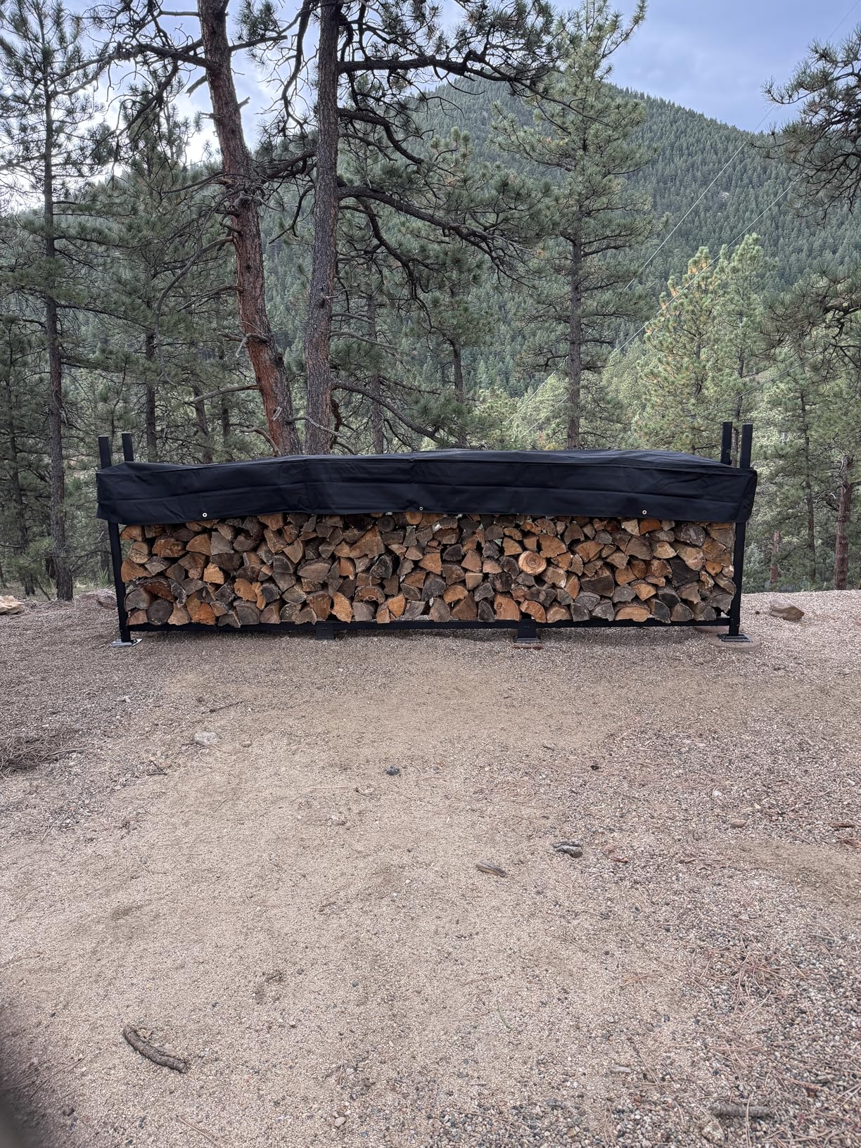Woodhaven 8-Foot Firewood Rack - American Brand - 1/2 Cord Raised Lumber Storage Rack - Keeps Wood Dry & Ready - Heavy-Duty Steel, Lifetime Structural Warranty (With Cover) customer photo 1