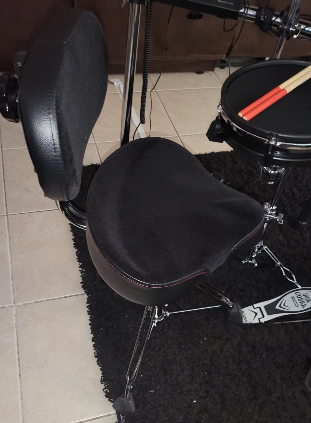 Gibraltar Drum Throne with Adjustable Height Motorcycle Seat & Backrest, Double-Braced Drum Stool, Comfortable Supportive Cushion for Drummers, Studio or Stage Use (9608MB) customer photo 2