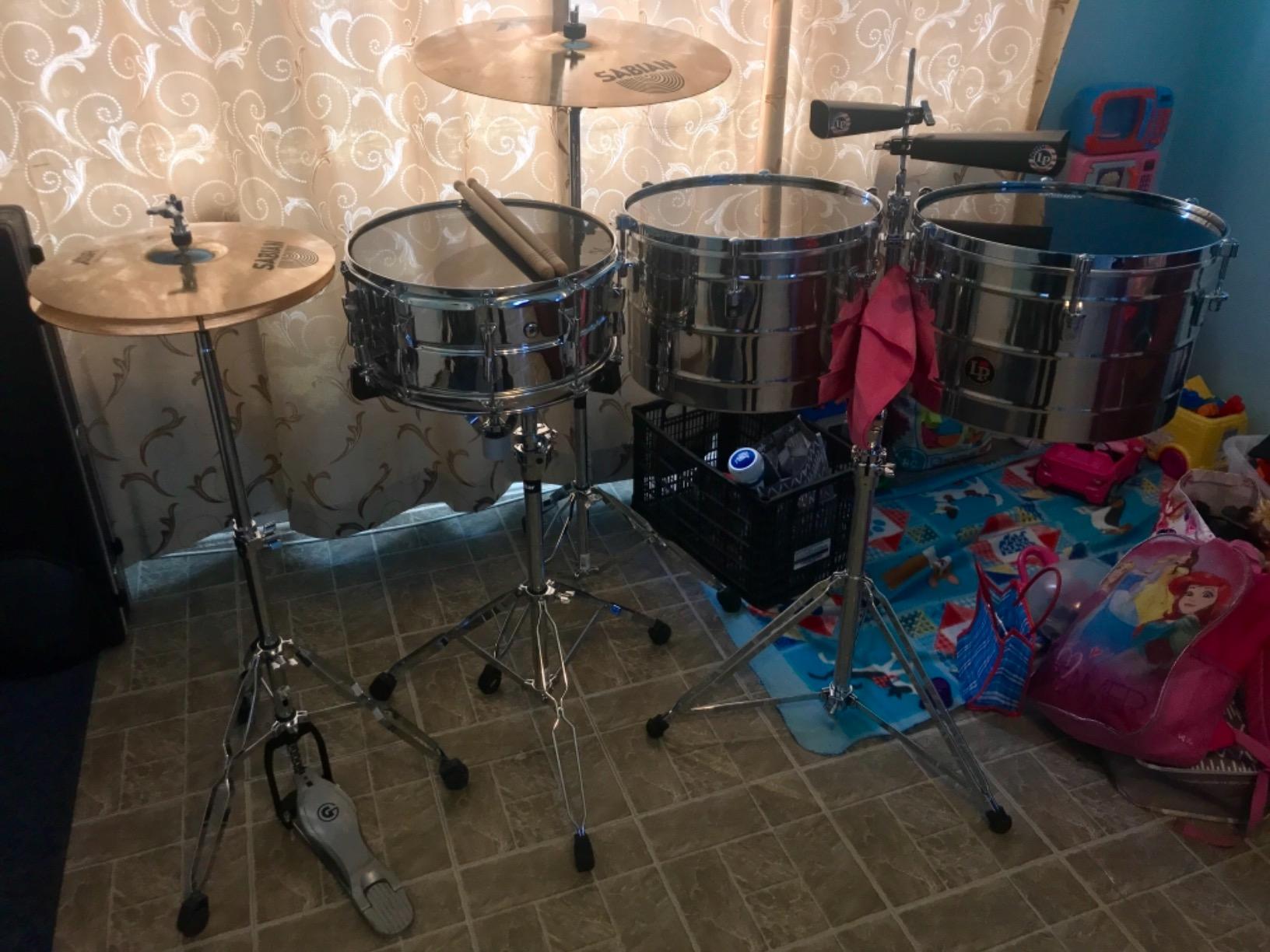 Latin Percussion LP258SLP Tito Puente Thunder Timbales, Steel with Stand customer photo 2
