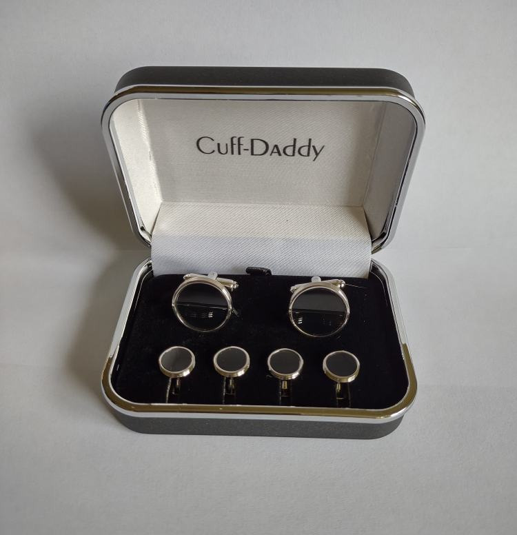 Men's Tuxedo Cufflinks and Studs Set - Genuine Black Onyx & Silver Tone Formal Jewelry - Wedding, Black Tie, Gala & Formal Dinner Accessories - Groomsmen Gift in Presentation Box customer photo 2