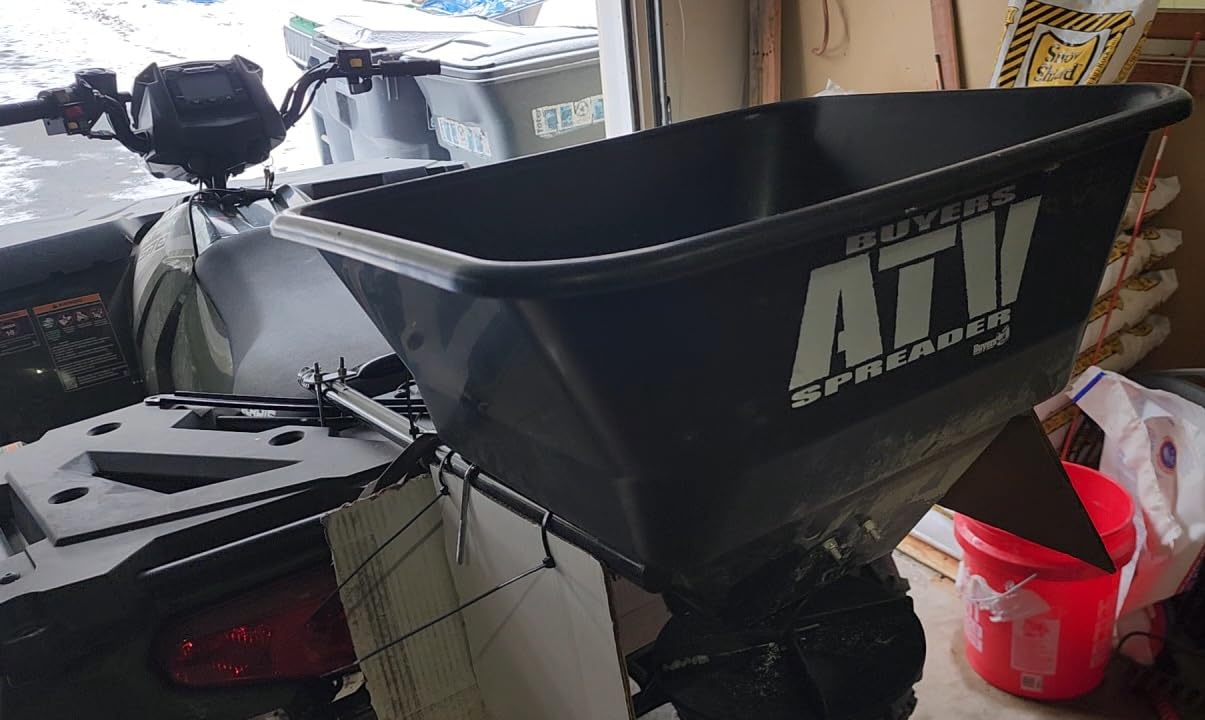 Buyers Products ATVS100 ATV Broadcast Spreader with Rain Cover, 100 lb Capacity, Rear Rack Mount, Poly Hopper, 12V Motor, for Seed, Fertilizer, Salt & Feed, All Season Use, ATV Accessories & Lawn Care customer photo 2