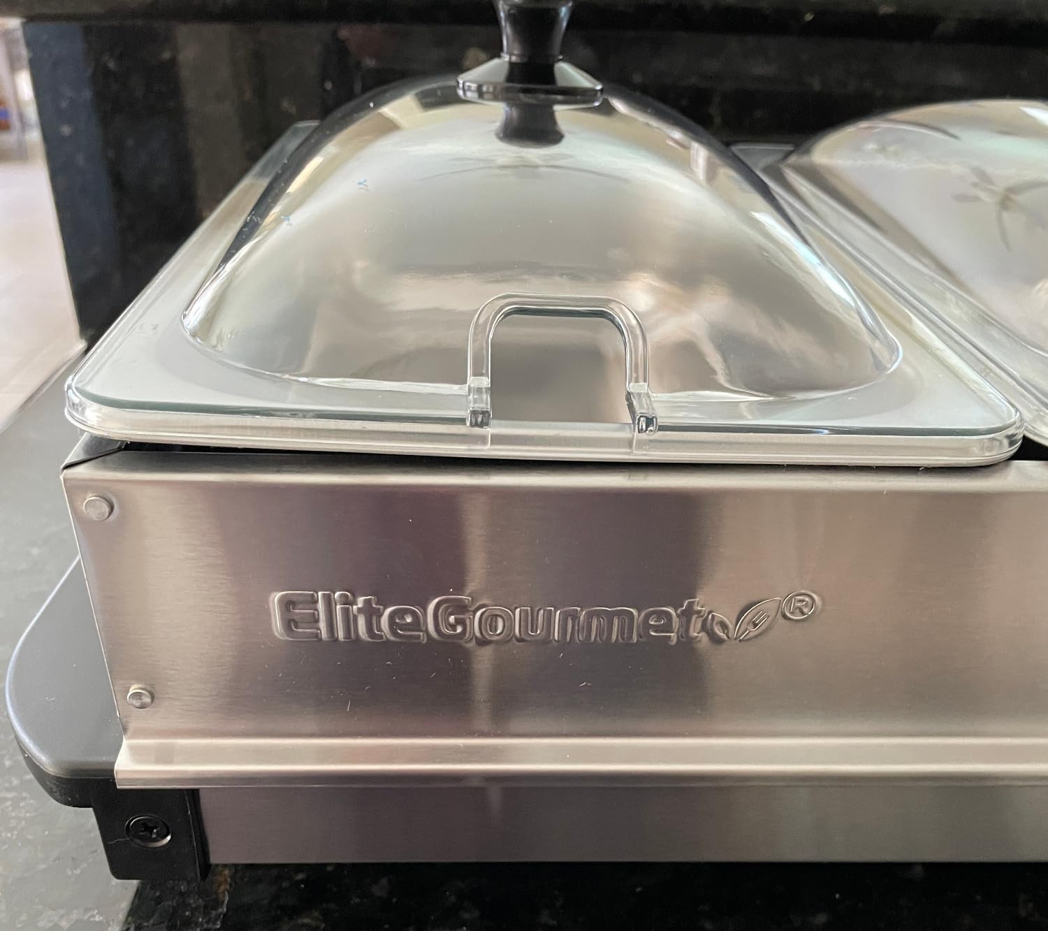 Elite Gourmet EWM-6171 Triple Buffet Server, 7.5 Qt, Stainless Steel | Adjustable Temperature Control, Clear Slotted Lids - Great for Parties, Entertaining, Holidays & Catering - 3 x 2.5 Qt Trays customer photo 2
