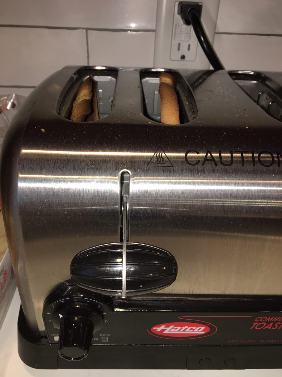 Hatco 4-Slot Pop-Up Toaster | Electric Bread Bagel Warmer with Removable Crumb Tray | 1-1/4