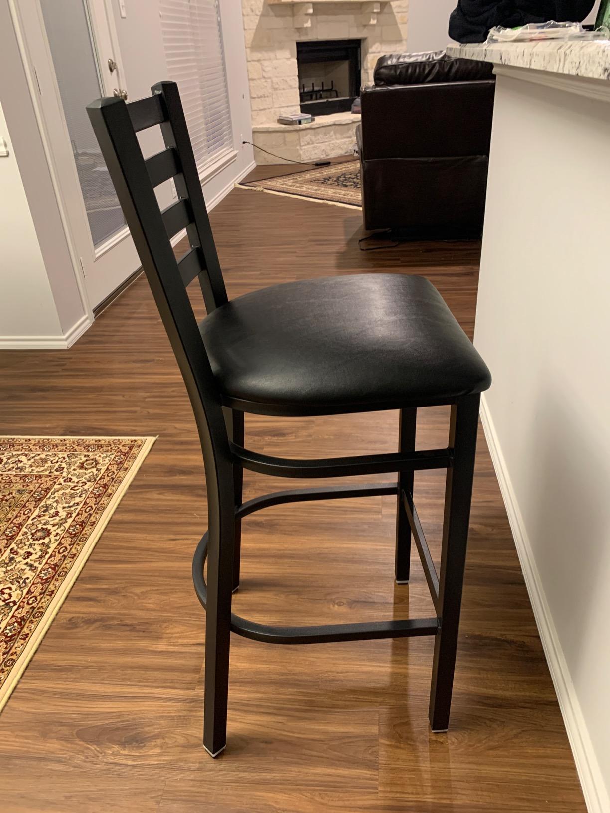 Flash Furniture Hercules Series Ladder Back Metal Restaurant Barstool, Modern Upholstered Armless Bar Height Chair for Restaurants and Kitchens, Black customer photo 2