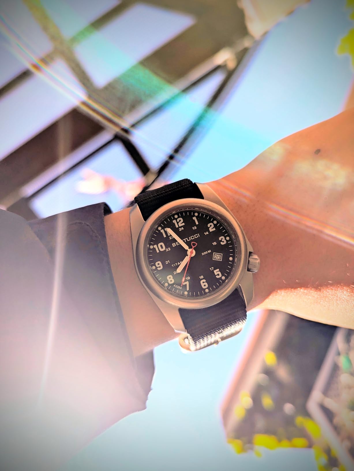 Bertucci A-2T Original Classic 40mm Titanium Field Watch - Black Dial, Black Nylon Band customer photo 1