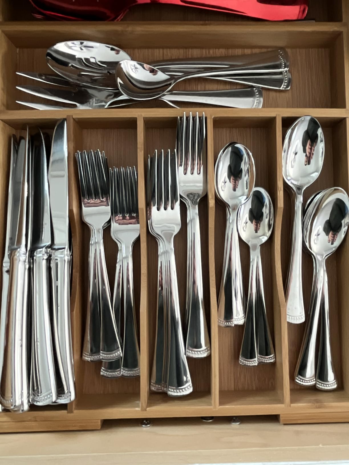 Lenox Portola 65-Piece 18/10 Silverware Set for 12, Flatware, Mirror Finish, Dishwasher Safe, Includes Serving Utensils customer photo 2