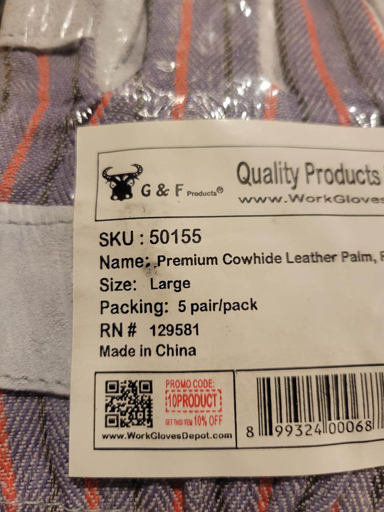 G & F Products Cowhide Leather Work Gloves for Men & Women, 5 Pairs - Suede Palm, Rubberized Safety Cuff & Breathable Cotton Back, Heavy-Duty for Construction, Landscaping & Warehouse, Large customer photo 2