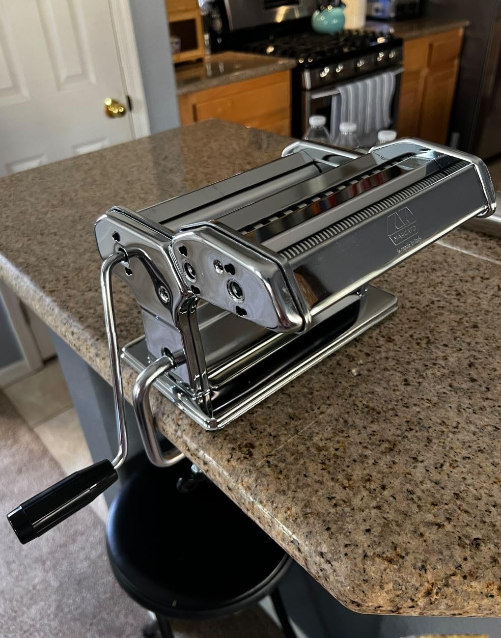 MARCATO Made in Italy Atlas 180 Classic Manual Pasta Machine, Chrome Steel. Makes Lasagne, Fettuccine & Tagliolini. customer photo 2