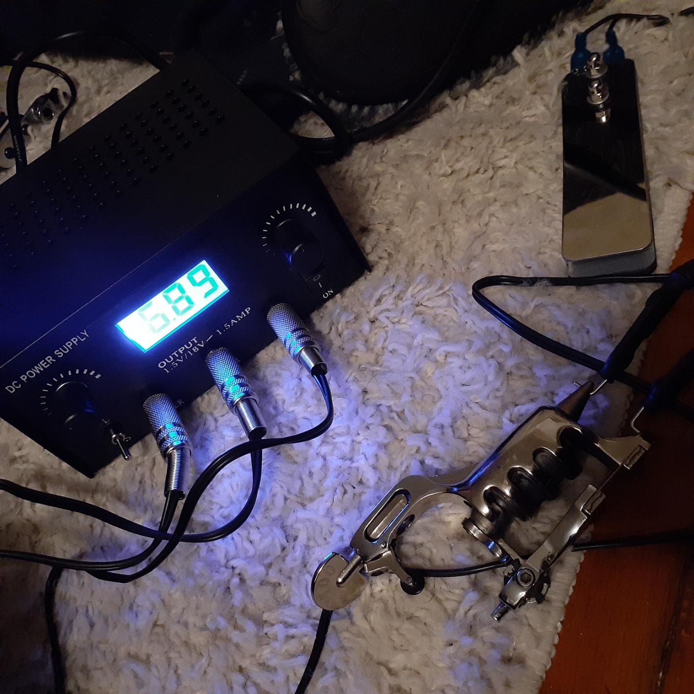 Pirate Face Tattoo Dual Digital Tattoo Power Supply with Foot Pedal and 2 Clip Cords, Black Color customer photo 1