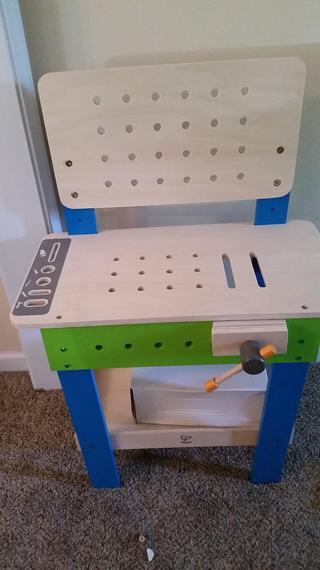 Award Winning Hape Master Workbench Kid's Wooden Toolbench Pretend Builder Set, Multicolor (E3000) customer photo 1