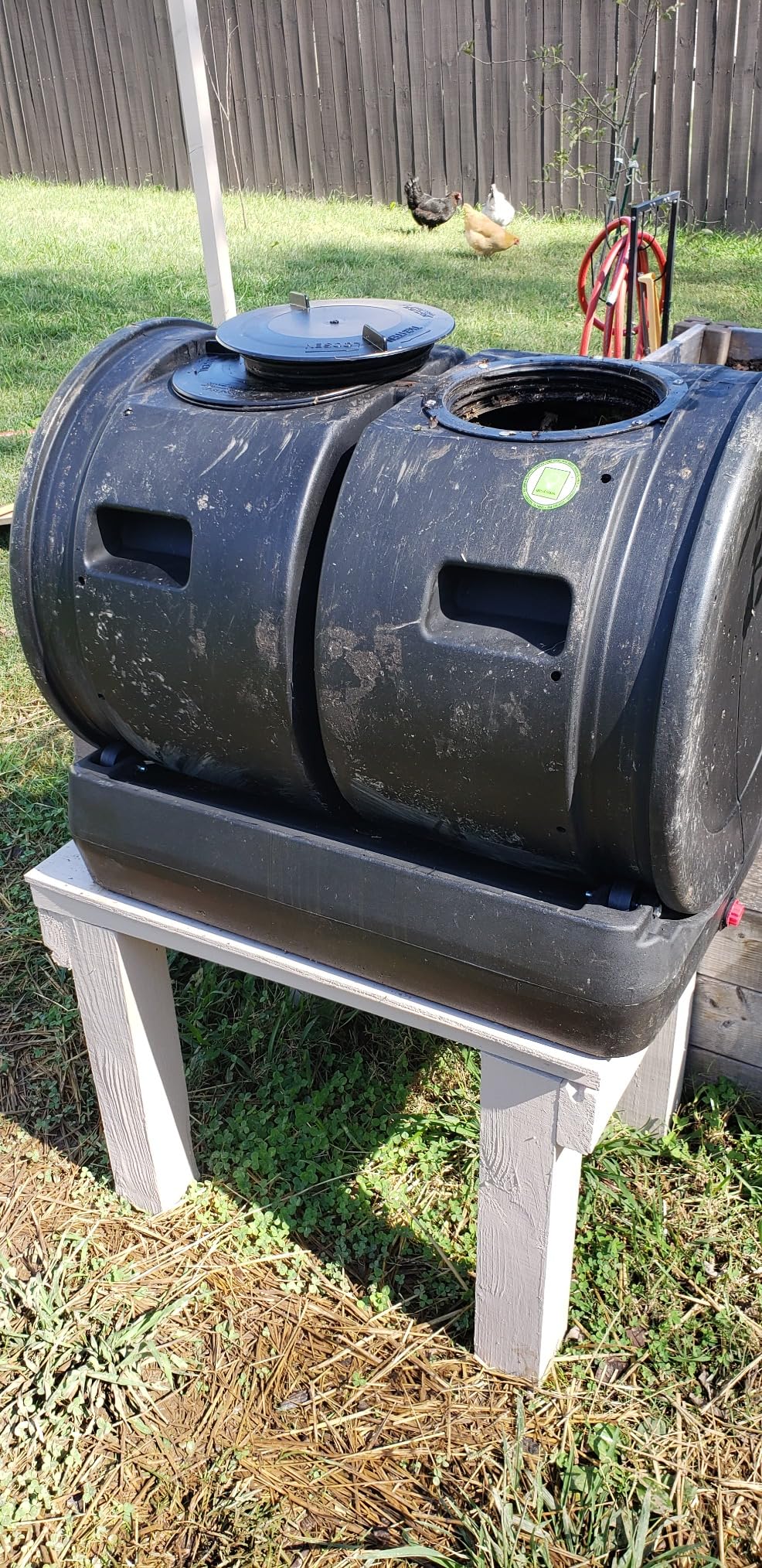Good Ideas Compost Wizard Dueling Tumbler, 7 Cubic Foot Capacity | 2 Large Rotating Composter Bins, Holds 25 Gallons Each - Dual Chamber Compost System for Gardening, Yard, & Plant Care customer photo 1