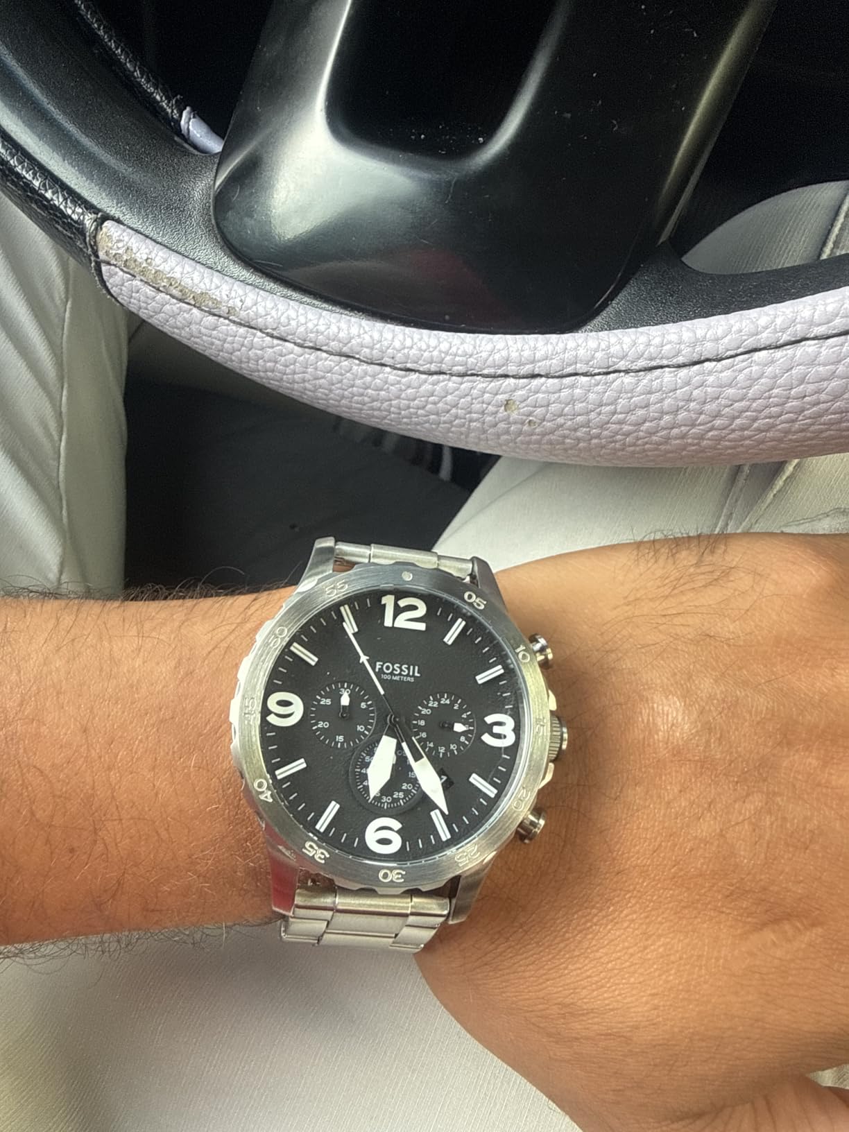 Fossil Men's Nate Quartz Watch, Oversized Stainless Steel Chronograph Watch for Men customer photo 1