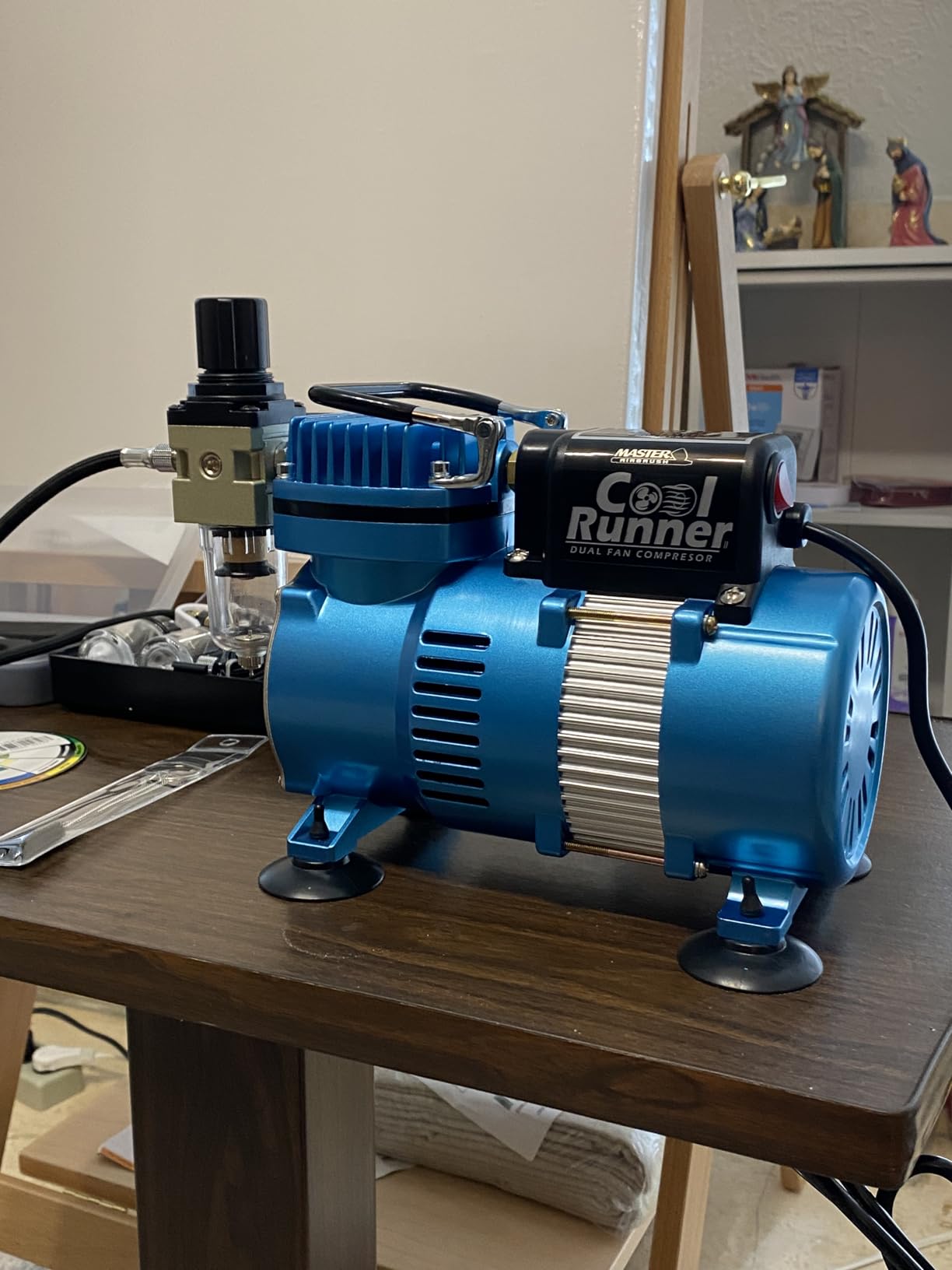Master Airbrush Cool Runner II Airbrush Kit with Dual Fan Air Compressor, 3 Airbrushes, Cleaning Brushes, Holder, Color Mixing Wheel & How-To Air Brush Manual, Gravity & Siphon Feed customer photo 2