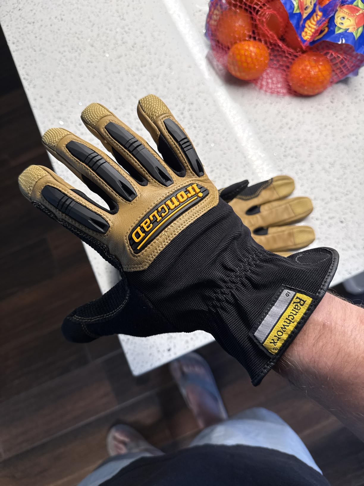 Ironclad Ranchworx Work Gloves RWG2, Premier Leather Work Glove, Performance Fit, Durable, Machine Washable, (1 Pair), RWG2-04-L,Brown/Black customer photo 1