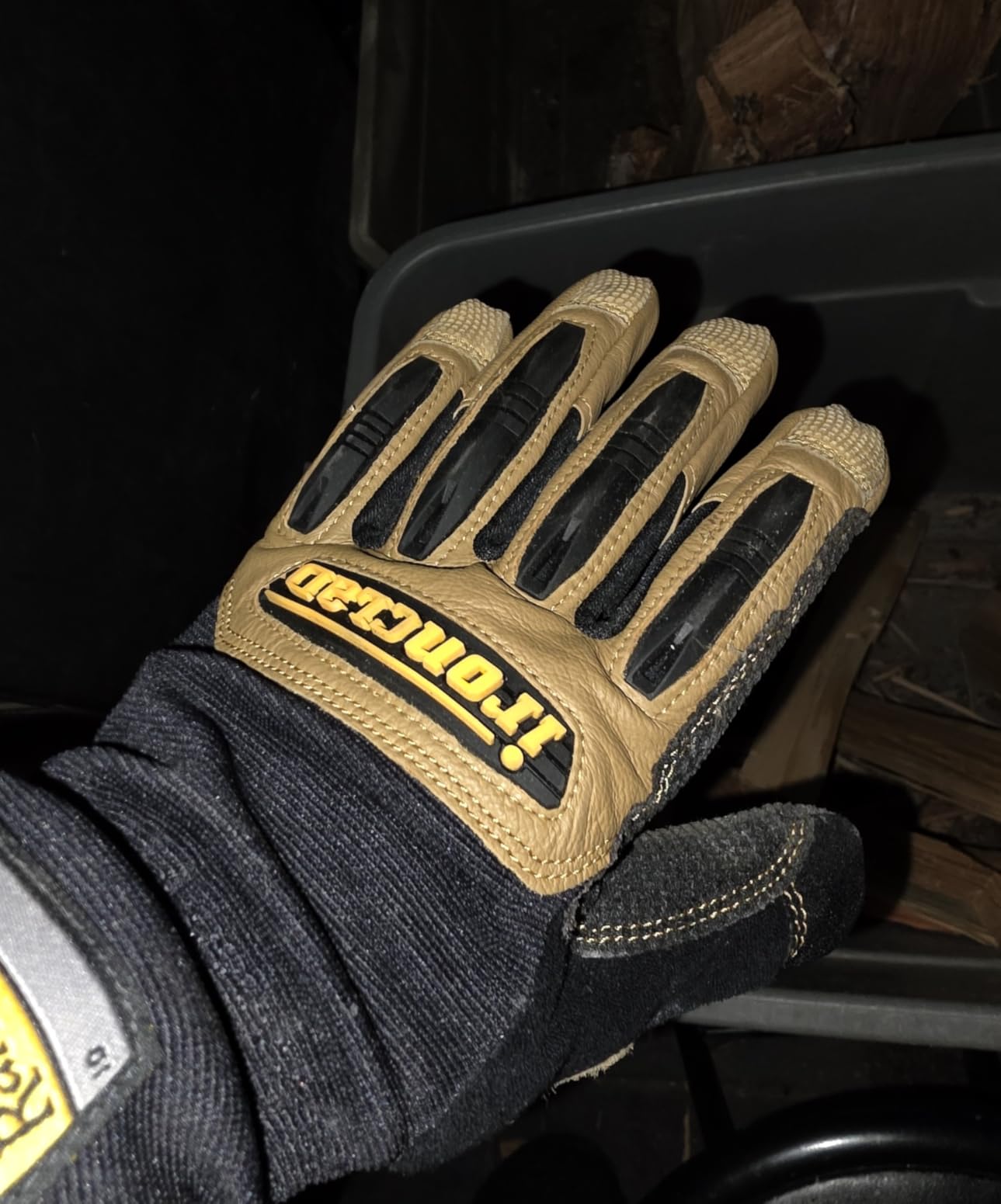 Ironclad Ranchworx Work Gloves RWG2, Premier Leather Work Glove, Performance Fit, Durable, Machine Washable, (1 Pair), RWG2-04-L,Brown/Black customer photo 2