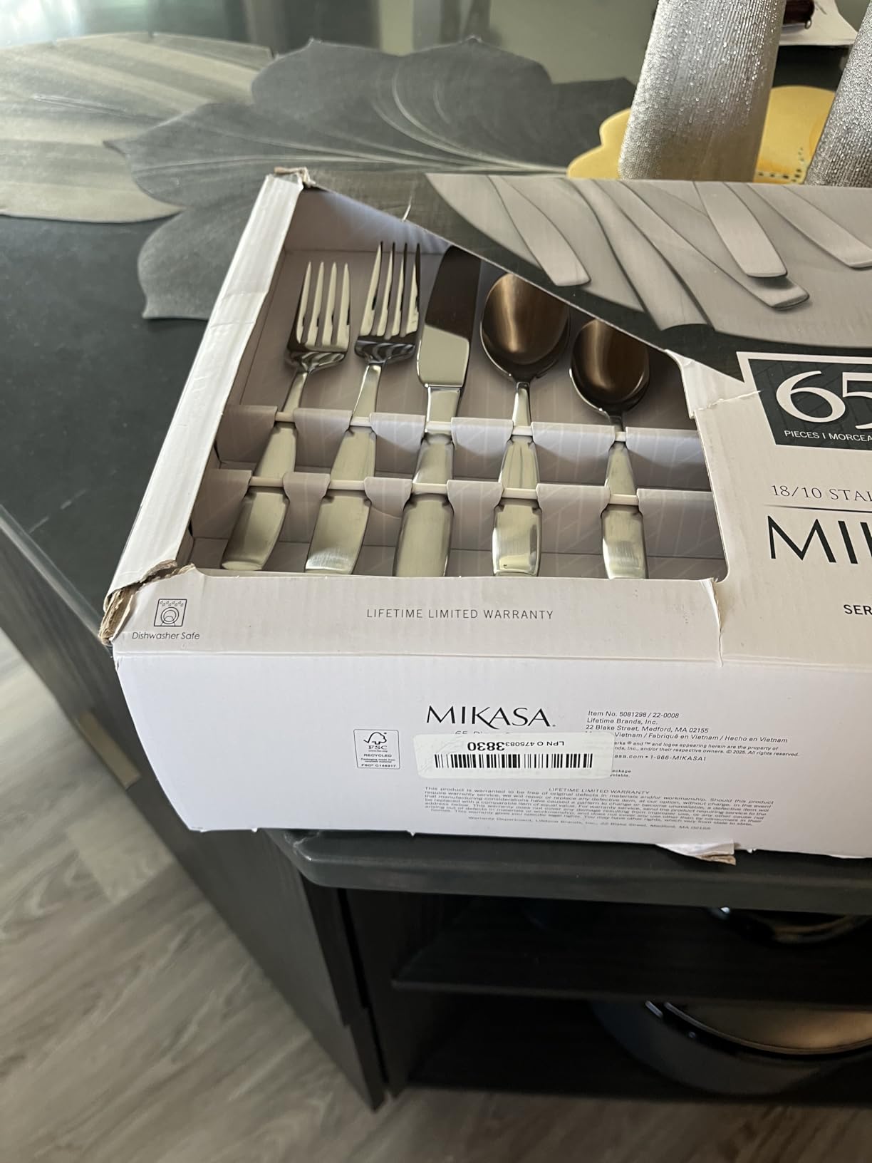 Mikasa Satin Loft 65-Piece Flatware Set, Service for 12, 18/10 Stainless Steel Silverware with Satin Finish, Includes Serving Utensils, Dishwasher Safe customer photo 2
