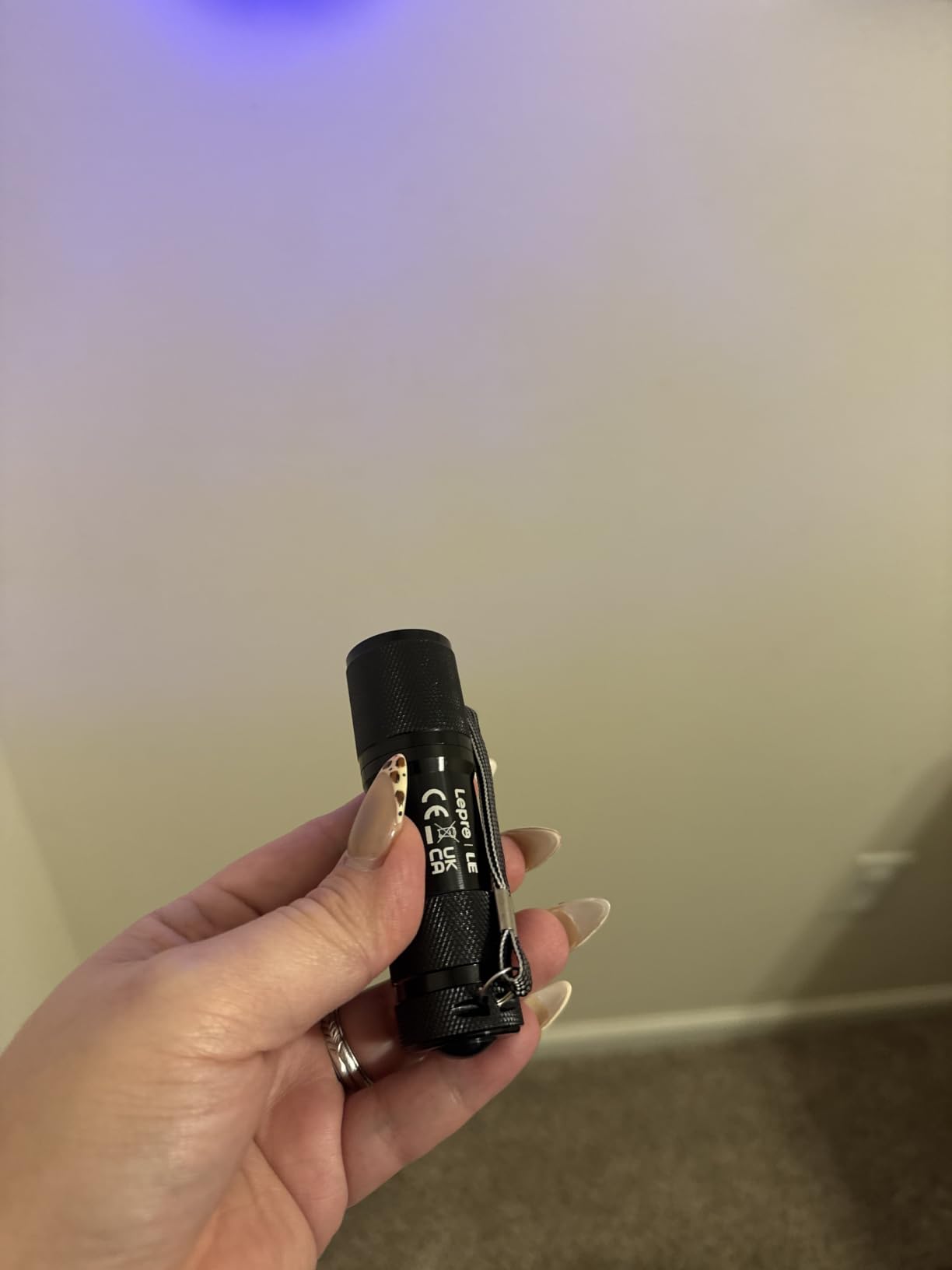 Lighting EVER UV LED Flashlight, 9 LED 395nm Blacklight Detector | Blacklight Detector for Pet Urine, Stain, Bed Bugs and More, 3 AAA Batteries Included customer photo 1