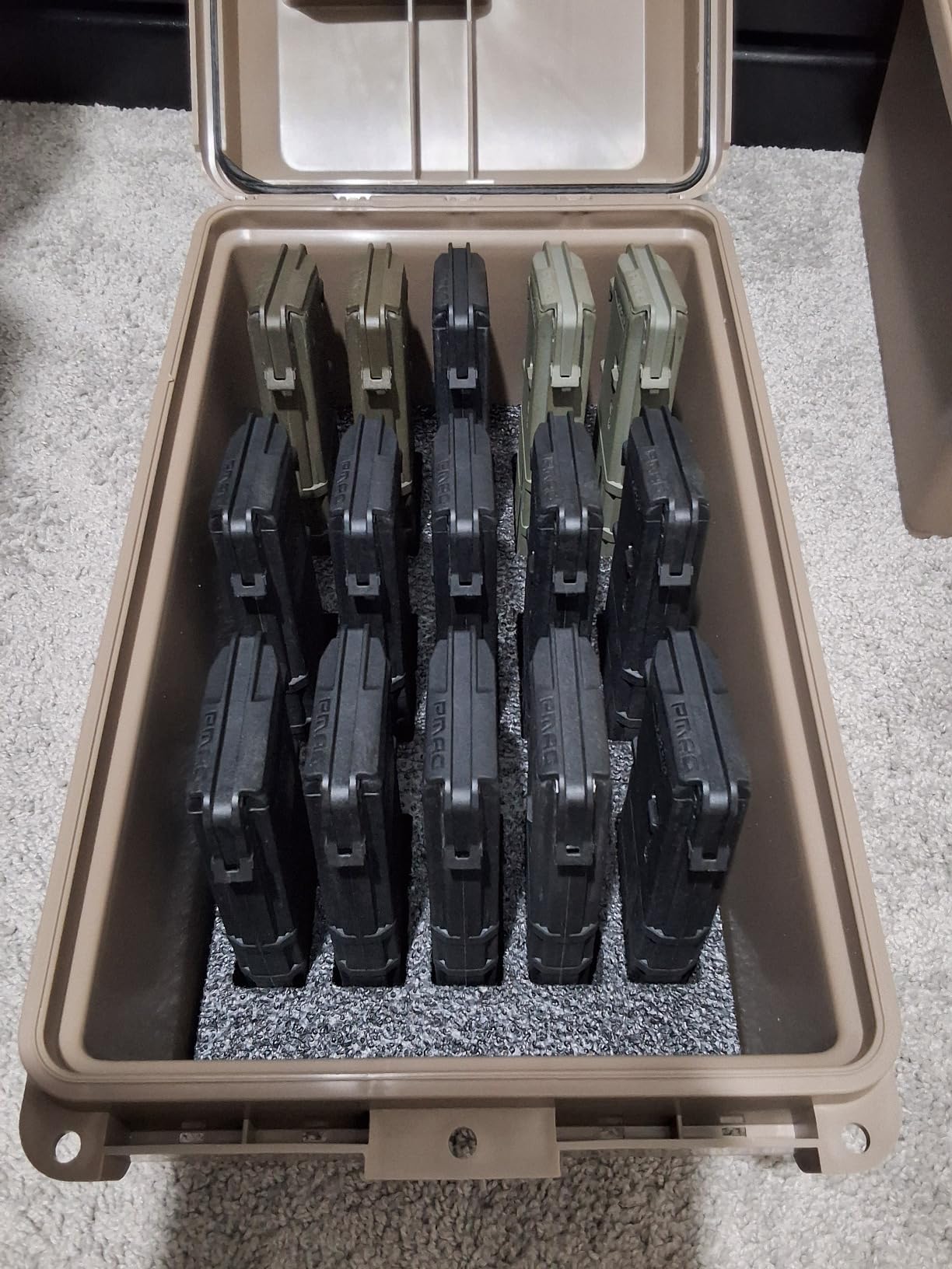 MTM TMC15 Tactical Mag Can, Dark Earth | Fits 15 Mags of 20 or 30 Round 223/5.56 Mags, Water Resistant, Lockable, Stackable, Snap Lock Latches, USA Made customer photo 1