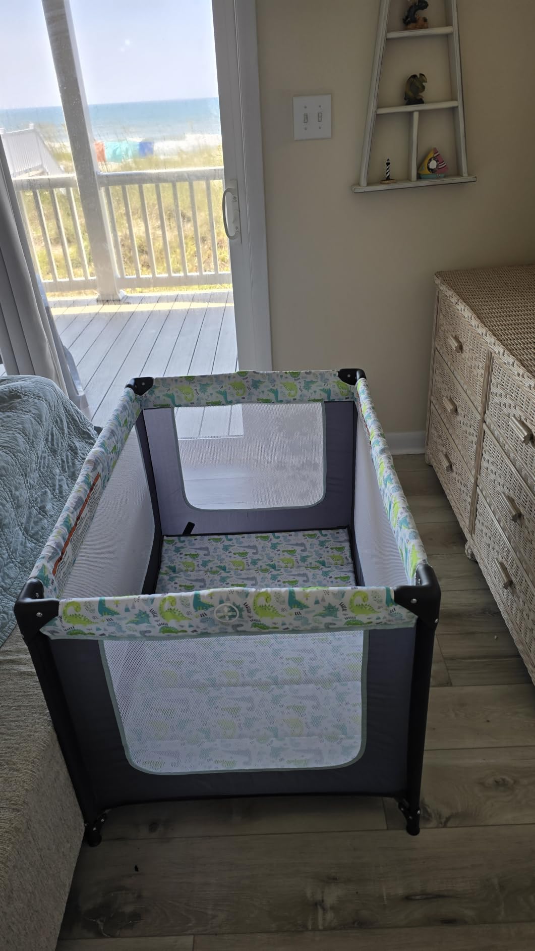 Dream On Me Zodiak Portable Playard, Compact for Travel, Carry Bag, Gray & Pink customer photo 2