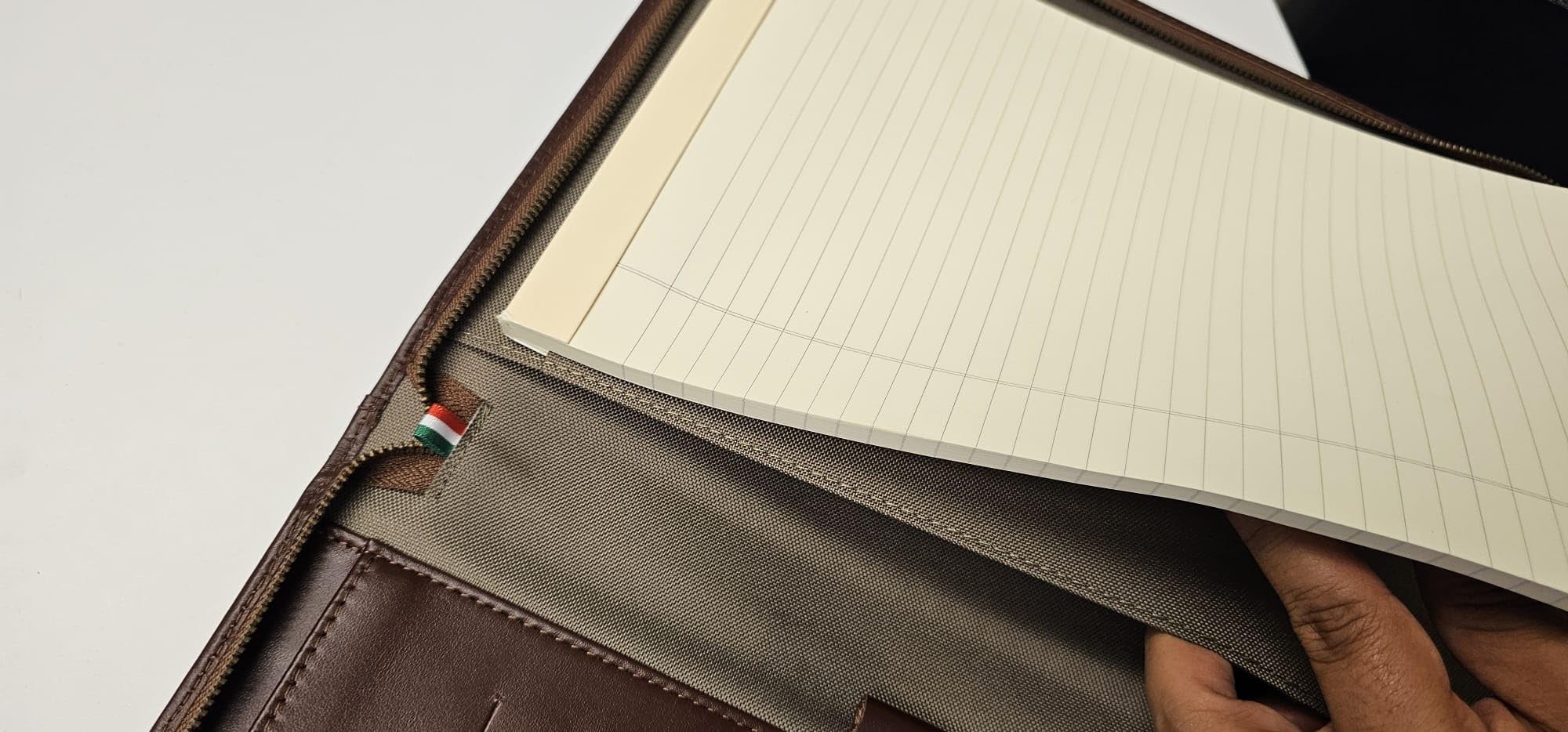 Premium Maruse Leather Portfolio Padfolio - Executive Folio for Men and Women with Zipper, Folio Document Organizer, Laptop Sleeve, iPad Case and Folder - Made in Italy, Brown customer photo 2