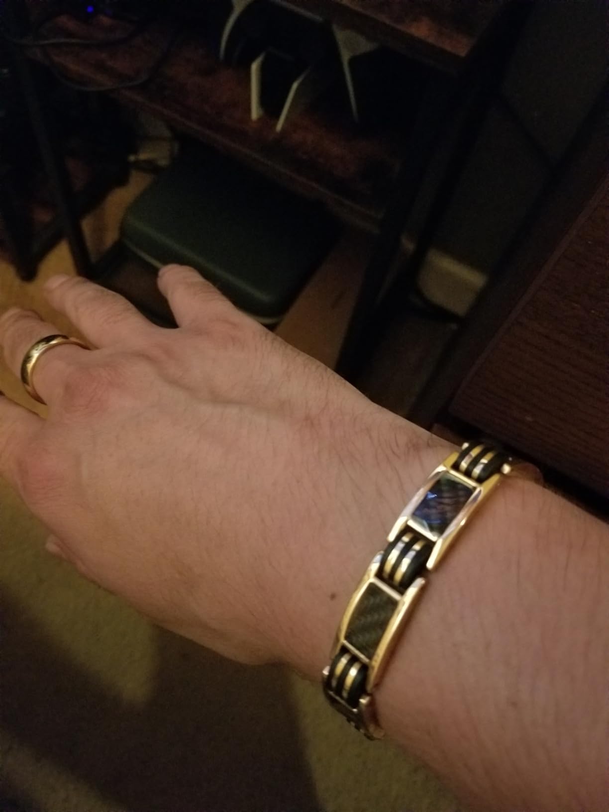 Willis Judd Bracelets For Men Gold Style Bracelets For Men Titanium Mens Bracelet Black Carbon Fiber Size Adjustable customer photo 1