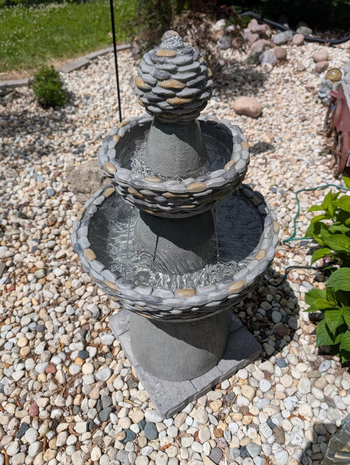 Teamson Home 36.5 in. Outdoor 3-Tier Zen-Style Pedestal Water Fountain with Stone Trim with Pump and 2.64 Gallon Capacity, Stone Gray | 3-Tier Garden Fountain, Stone Look, With Pump, Pedestal Waterfall Feature customer photo 1